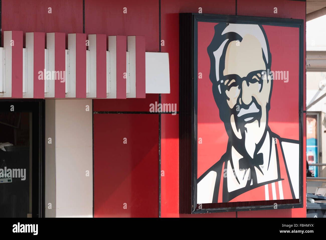 Kentucky Fried Chicken ristorante sul lungomare, a Port Elizabeth Nelson Mandela Bay comune, Eastern Cape Province, Sout Foto Stock