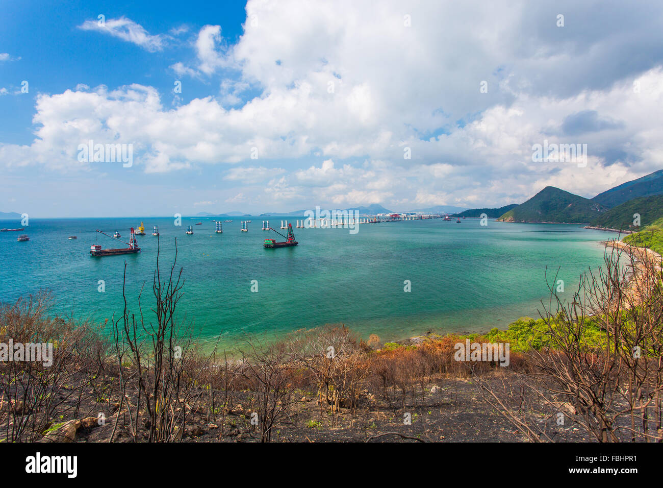 Il paesaggio costiero a Tai O, Hong Kong. Foto Stock