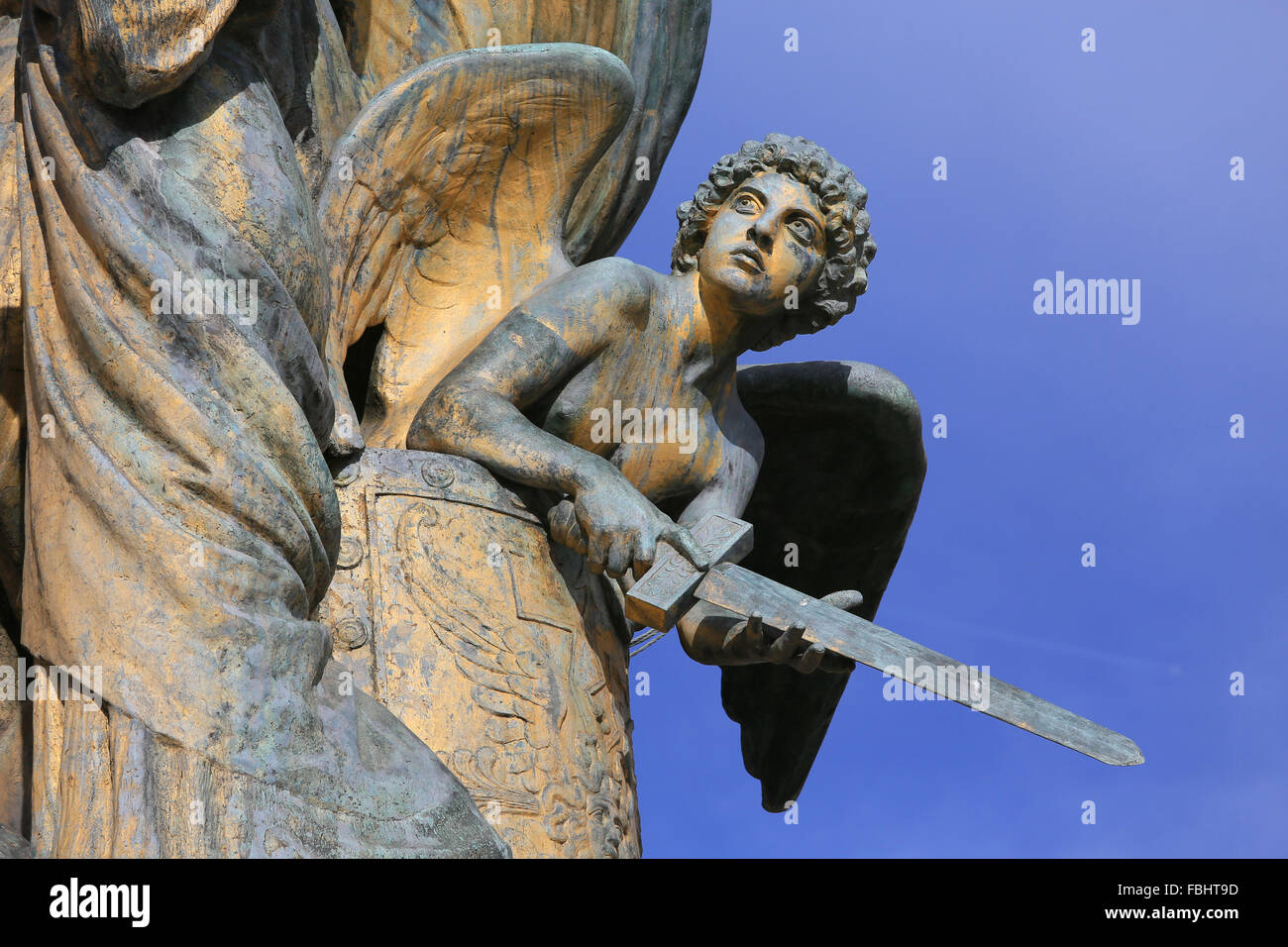 Statua che si trova nella parte anteriore del Monumento Nazionale di Vittorio Emanuele II, Roma, Italia. Foto Stock