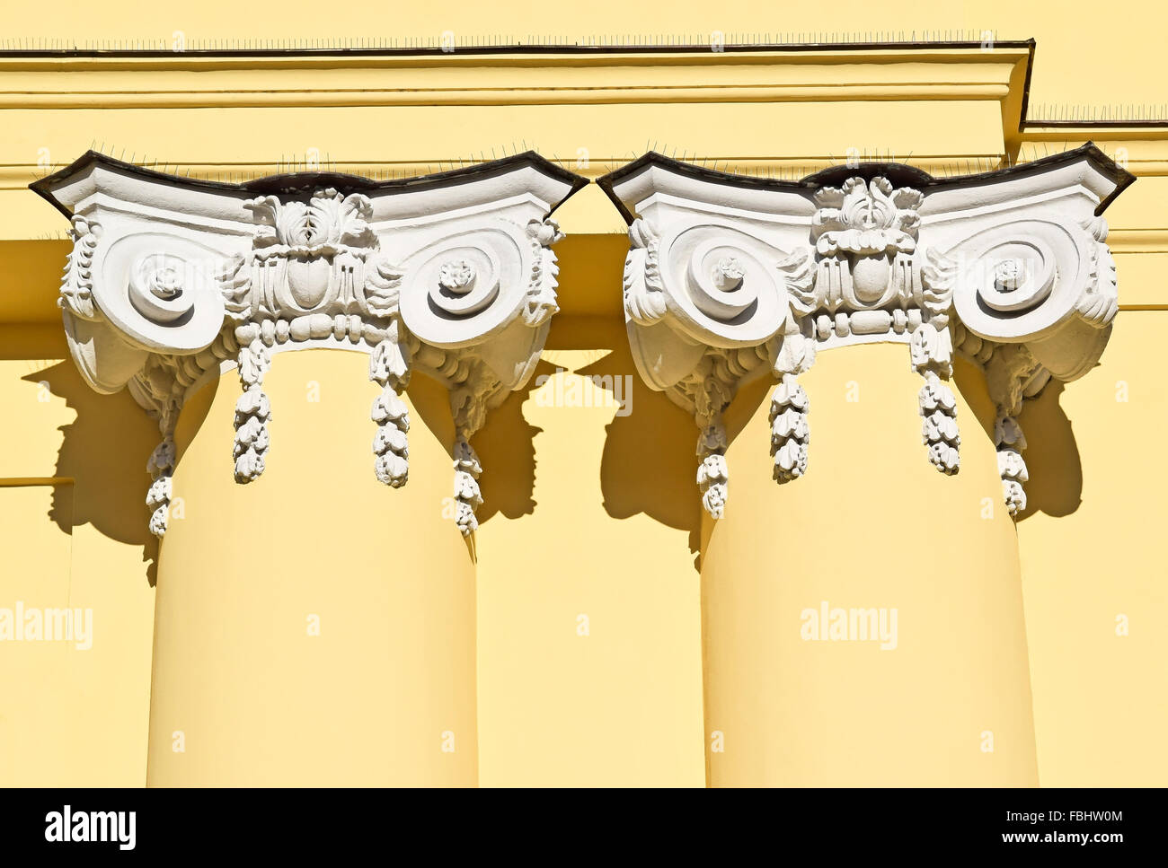 Pilastri della grande chiesa, Debrecen, Ungheria Foto Stock
