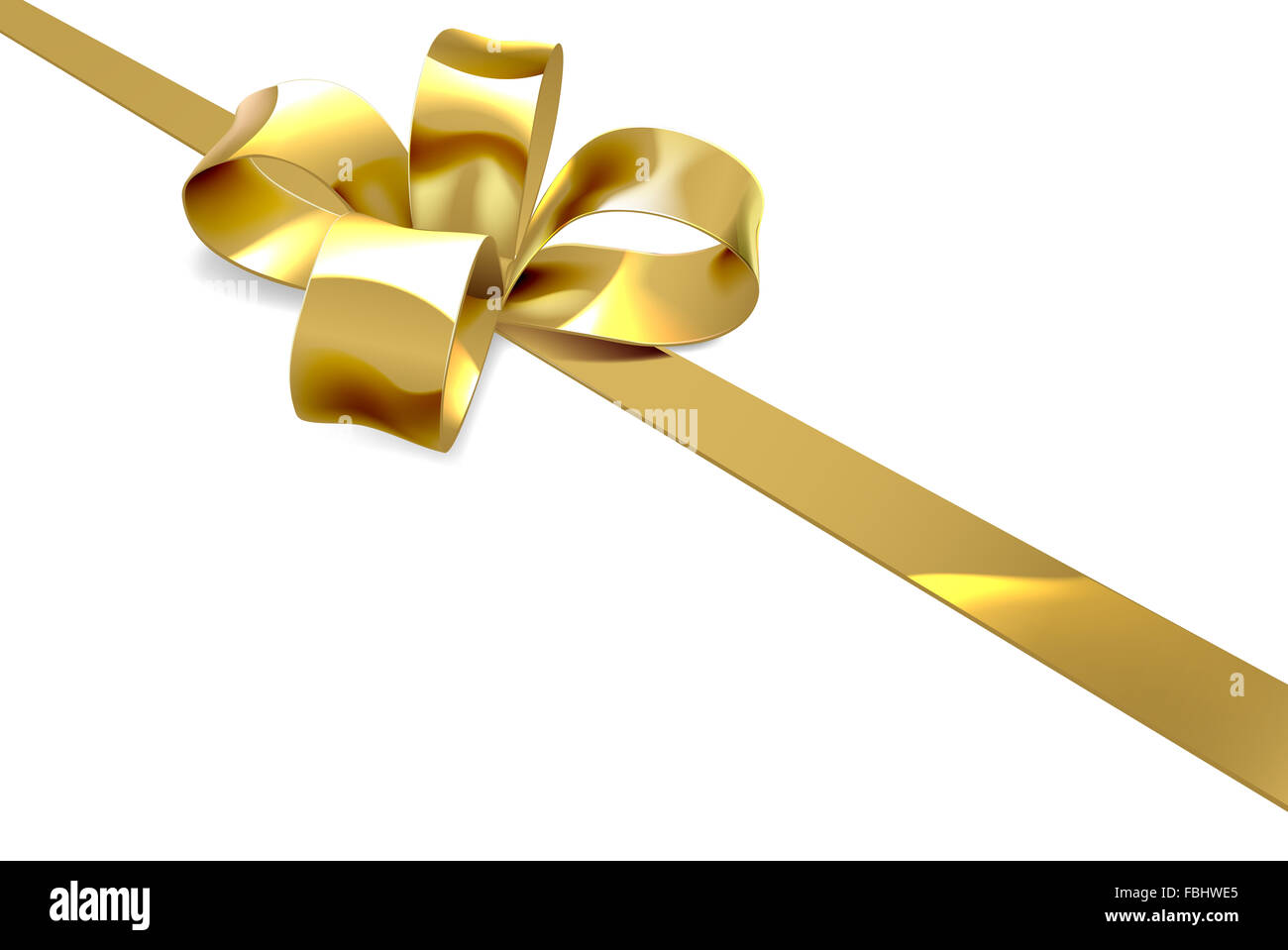 Una illustrazione di un bellissimo oro golden ribbon e archetto da un Natale, compleanno o altro dono Foto Stock