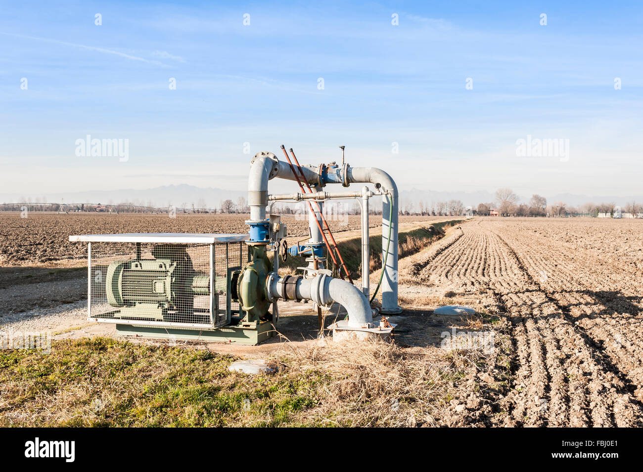 Sistema per il pompaggio di acqua di irrigazione per l'agricoltura Foto Stock