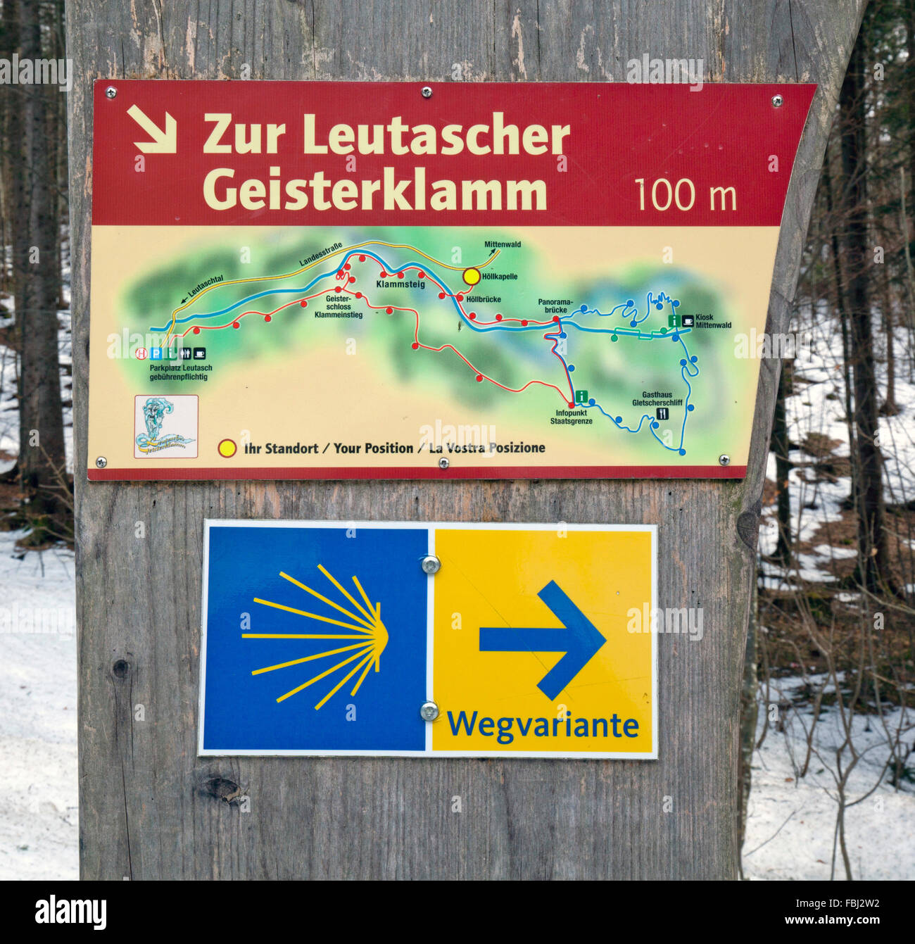 Mappa di escursioni per il Geisterklamm Foto Stock