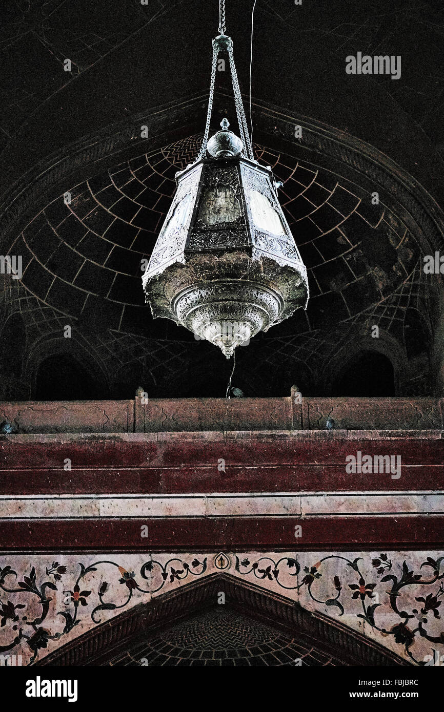 Luce pendente, orientale, metallo, pendenti dal soffitto, il Taj Mahal, Mausoleo, India, Agra, Uttar Pradesh Foto Stock