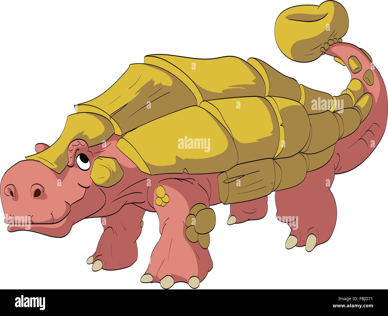 Colorata illustrazione vettoriale di un cartoon Ankylosaur. Tipo di dinosauro erbivoro con armatura di tufo, protezione contro i predatori. Illustrazione Vettoriale