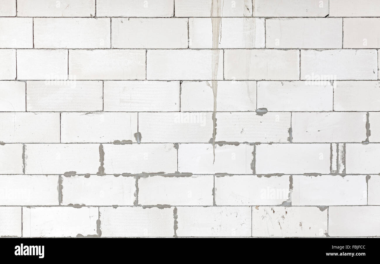 Block Bianco mattoni di una casa di nuova costruzione. Foto Stock