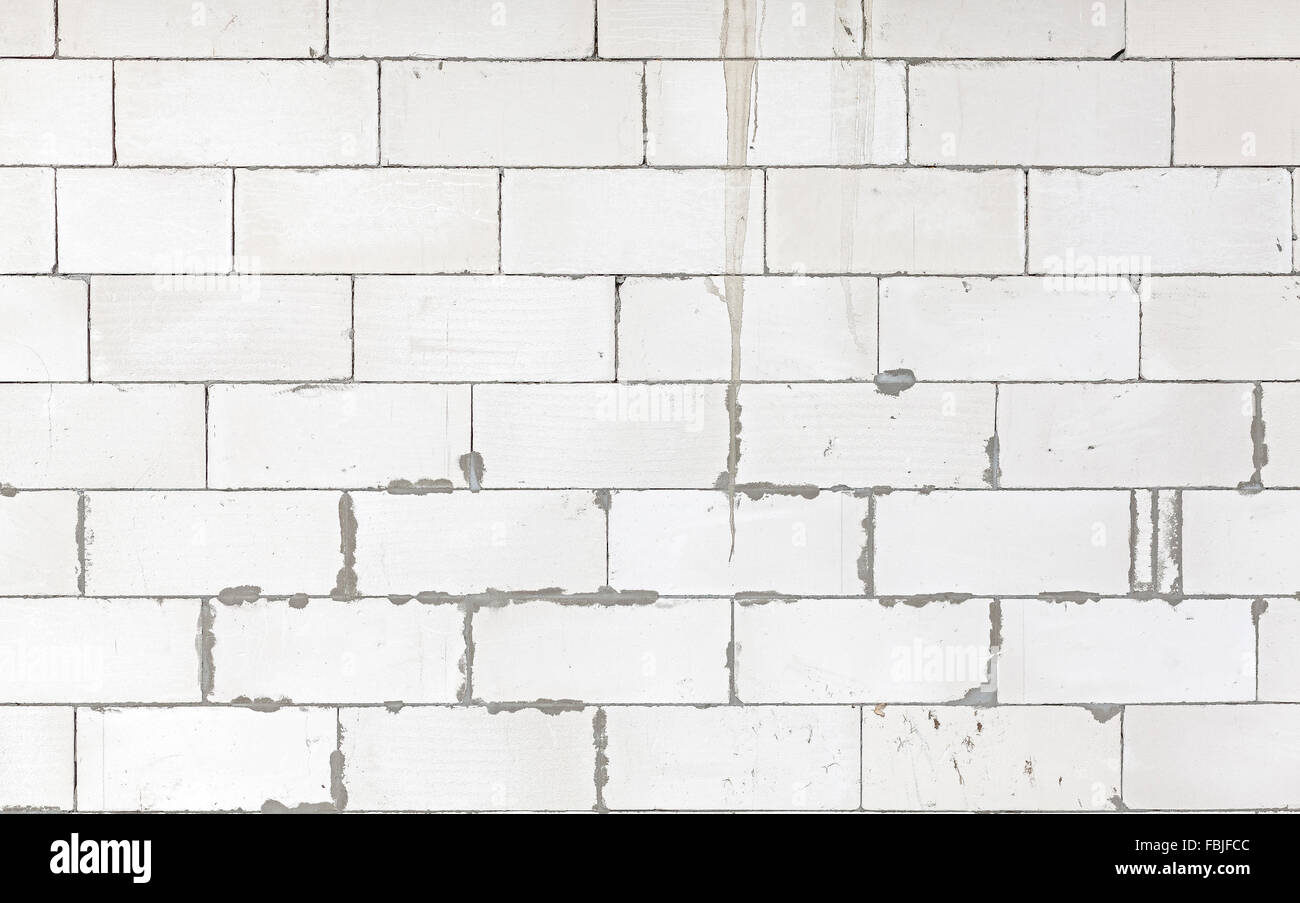 Block Bianco mattoni di una casa di nuova costruzione. Foto Stock