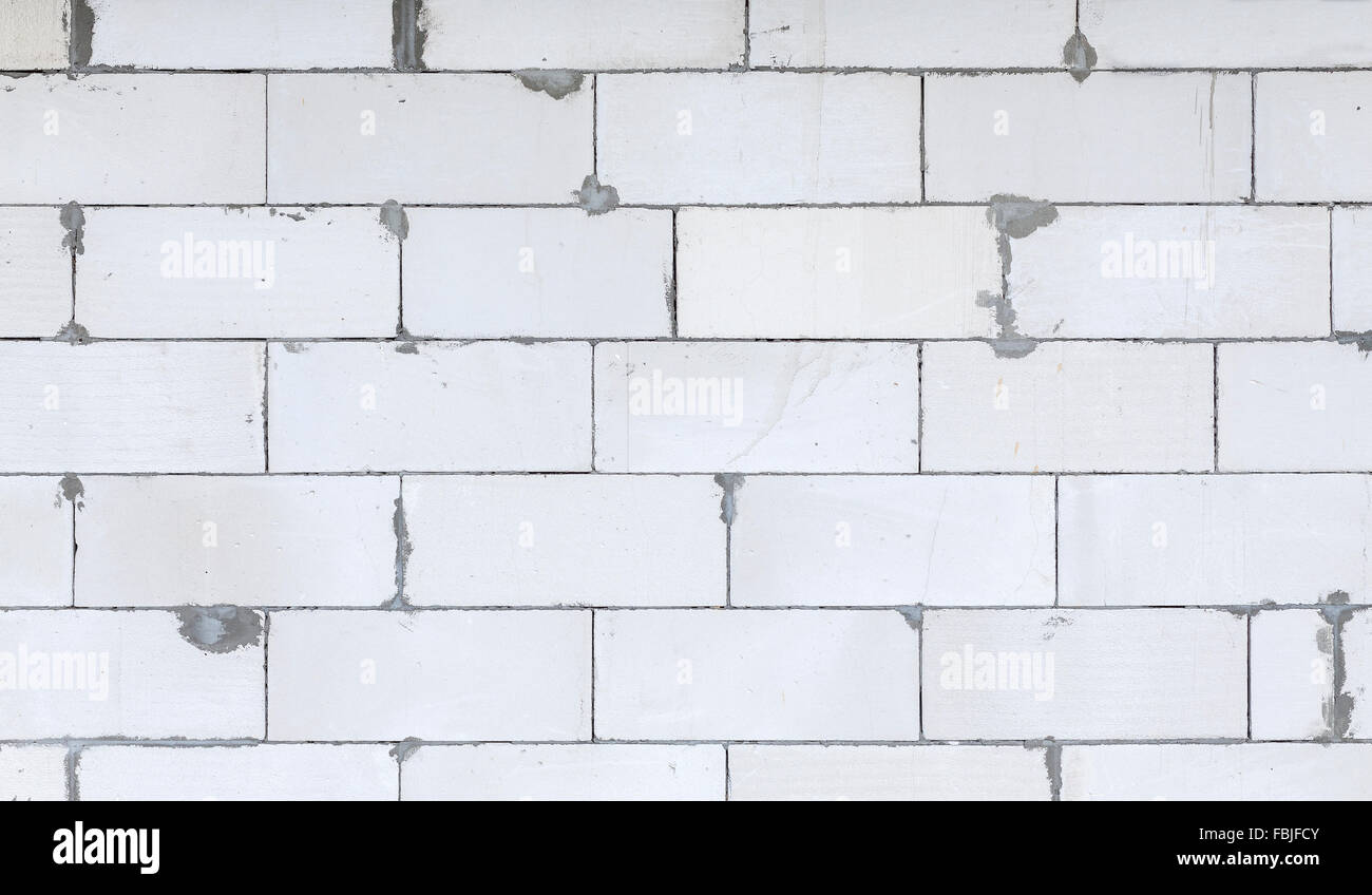 Block Bianco mattoni di una casa di nuova costruzione. Foto Stock