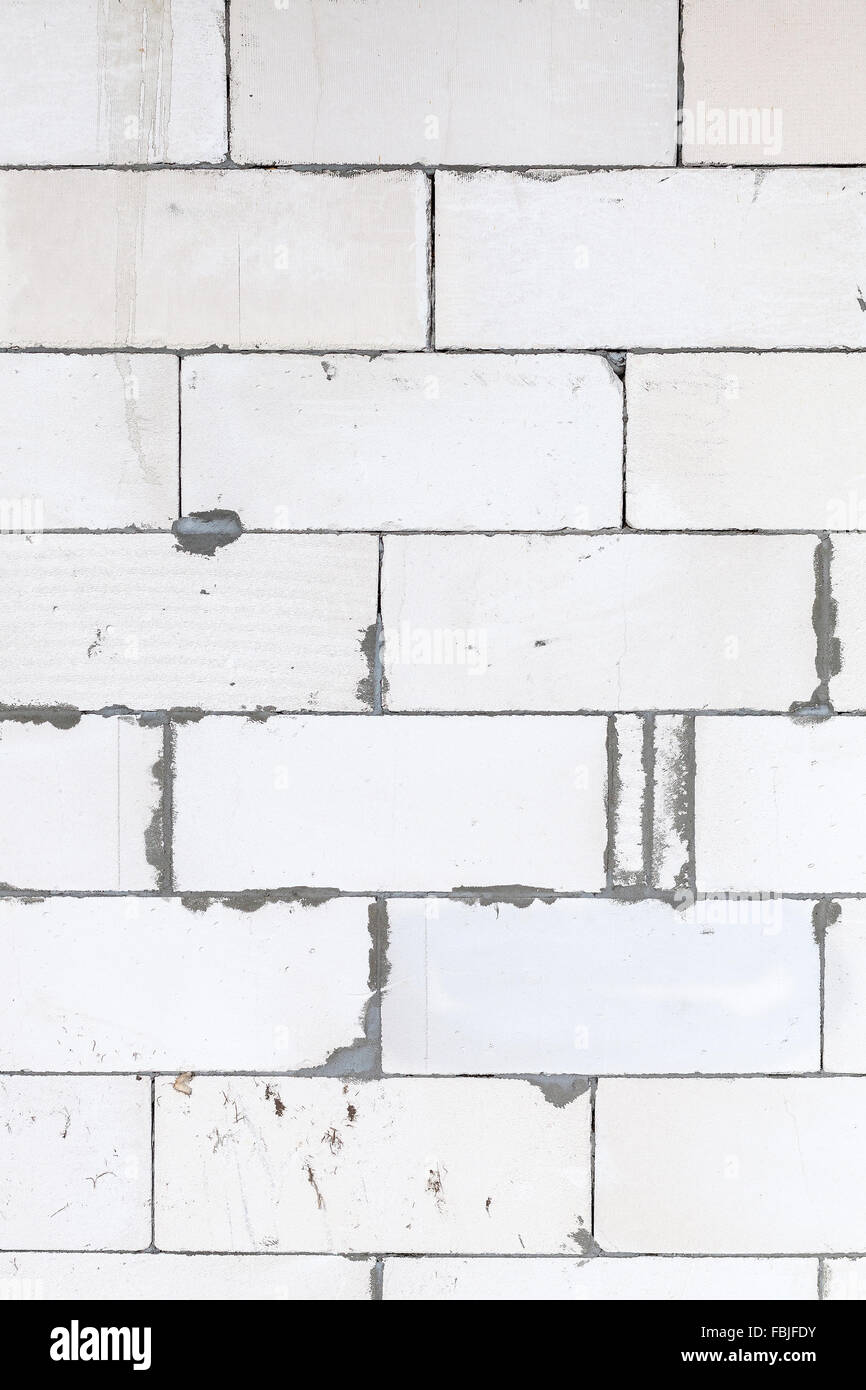 Block Bianco mattoni di una casa di nuova costruzione. Foto Stock