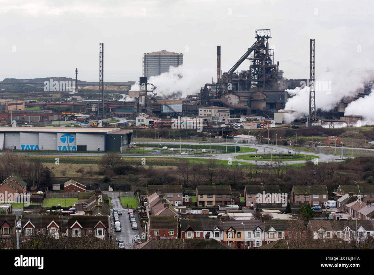 Tata Steel steel works in Port Talbot, nel Galles del Sud. Foto Stock