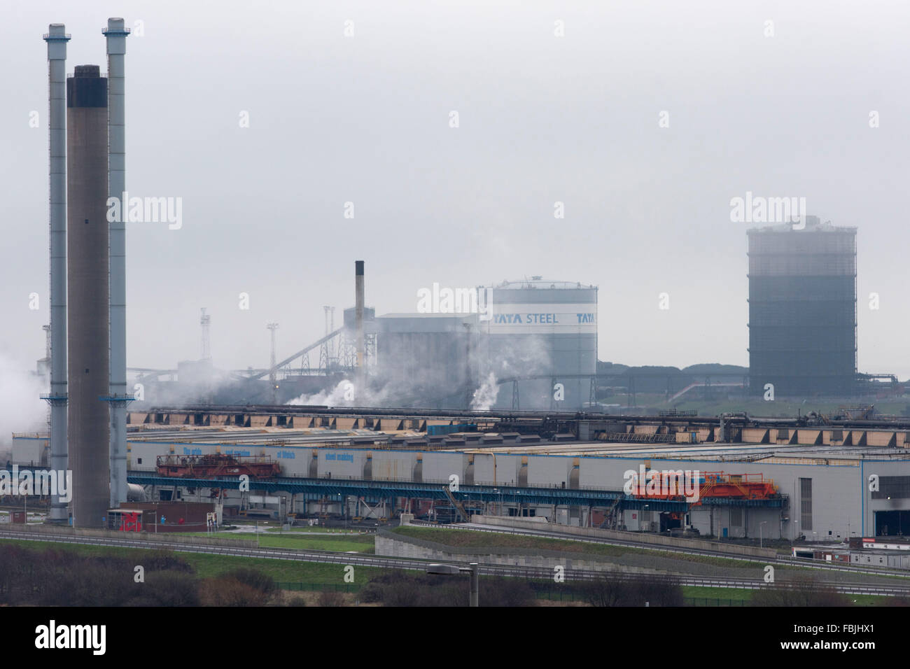Tata acciaierie in Port Talbot, nel Galles del Sud. Foto Stock