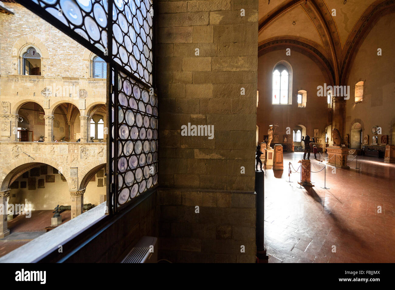 Firenze. L'Italia. Cortile e salone di Donatello, Museo Nazionale del Bargello. Foto Stock