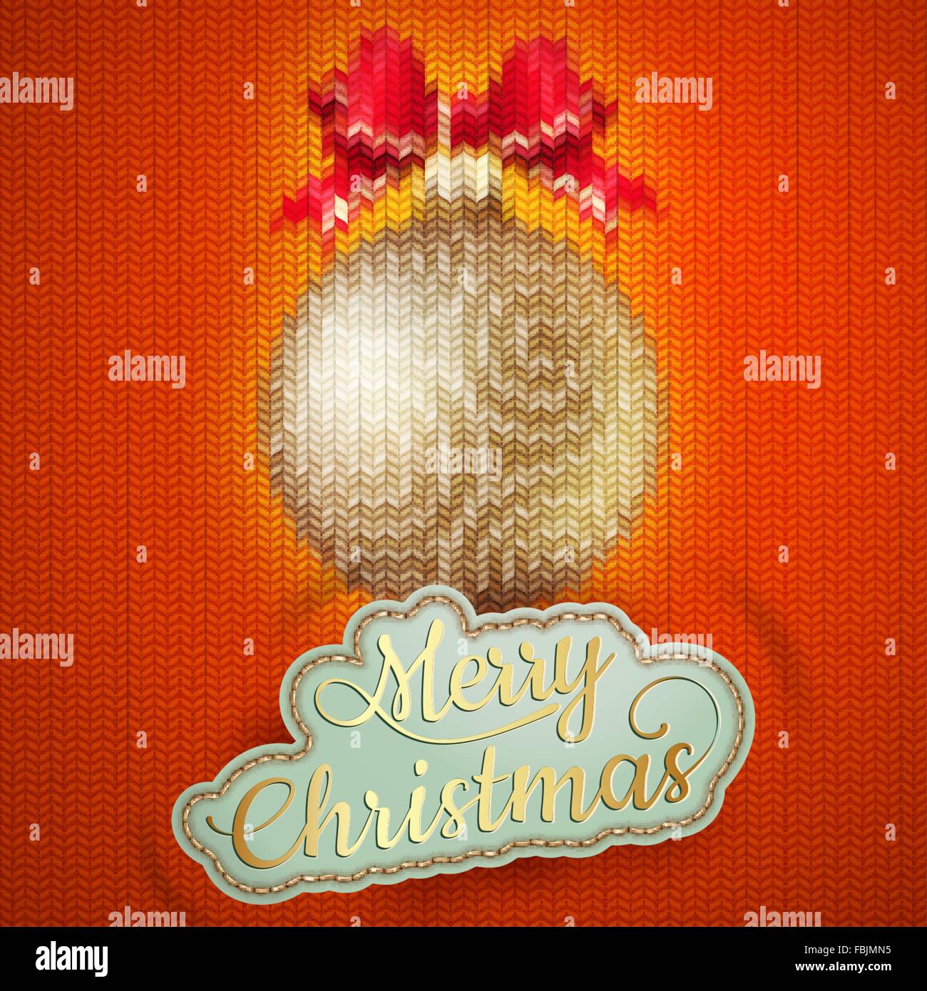 Etichetta di natale su un sfondo di maglia. EPS 10 Illustrazione Vettoriale