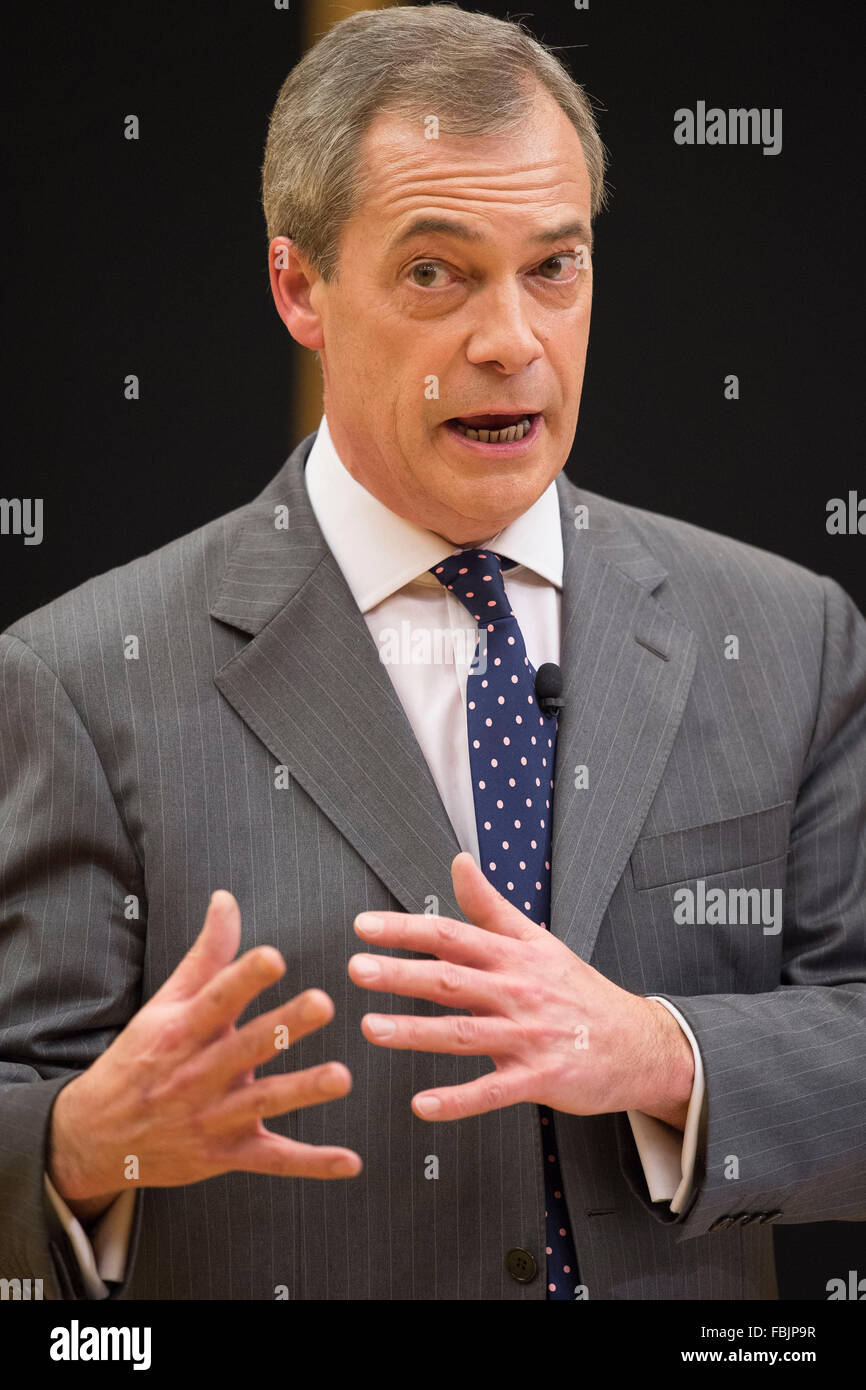 Nigel Farage leader del partito per l'indipendenza del Regno Unito. Foto Stock