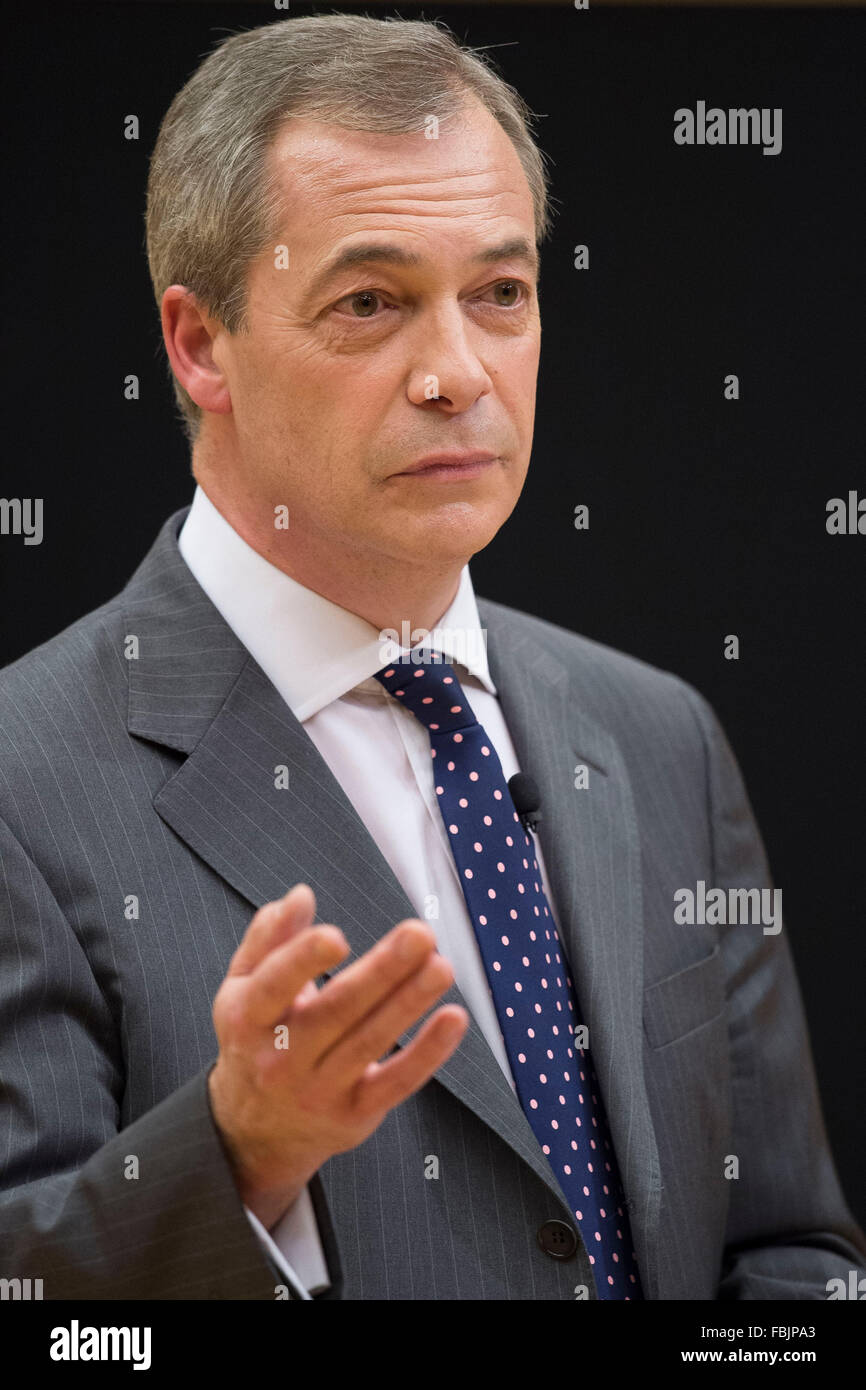 Nigel Farage leader del partito per l'indipendenza del Regno Unito. Foto Stock