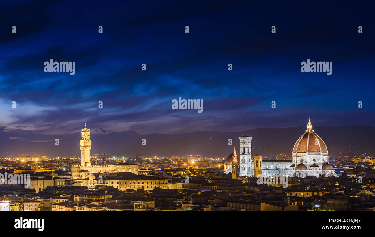 Luce della Sera su bella Firenze, capitale della Toscana, Italia Foto Stock