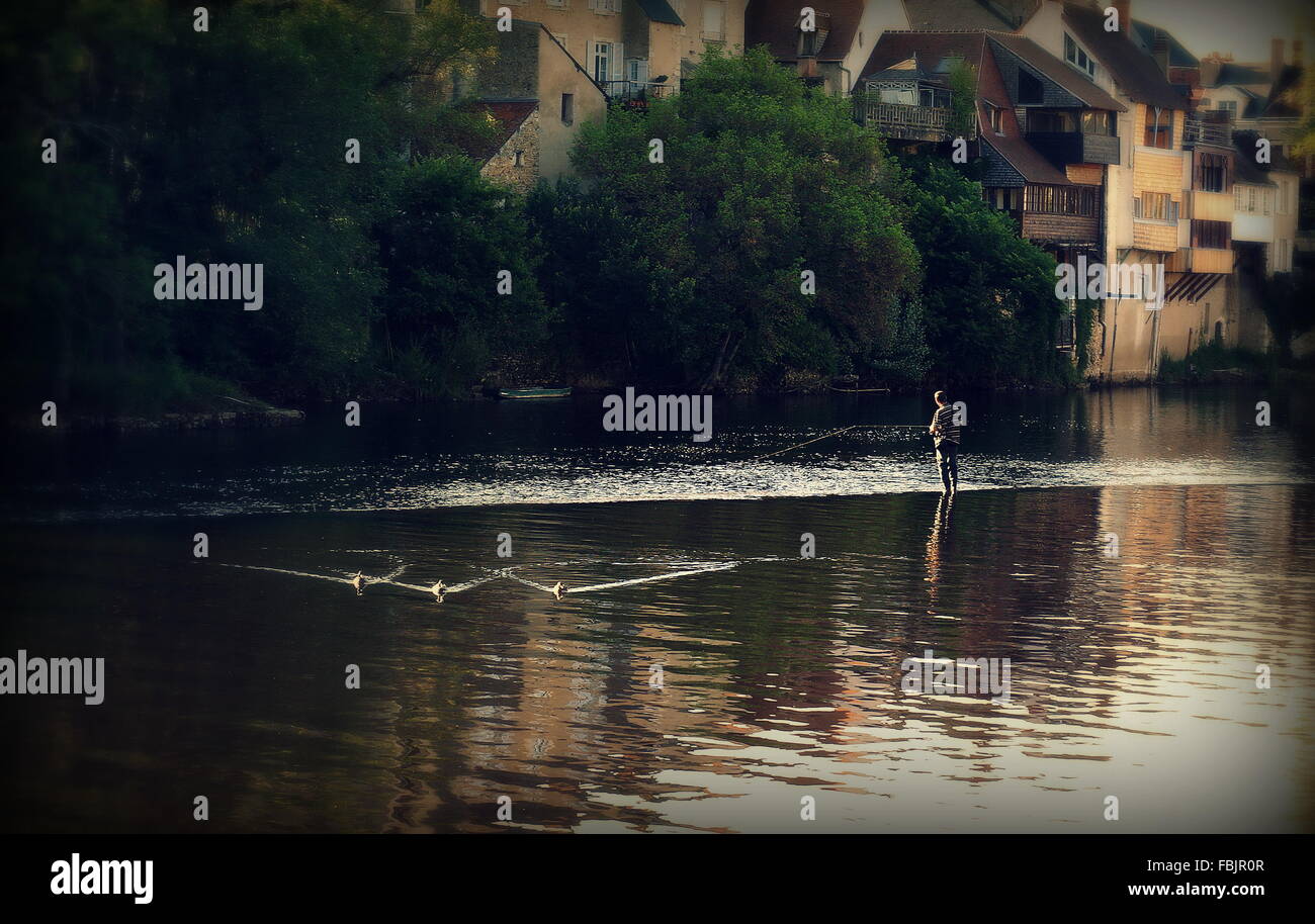 Campagna francese, pesca Foto Stock
