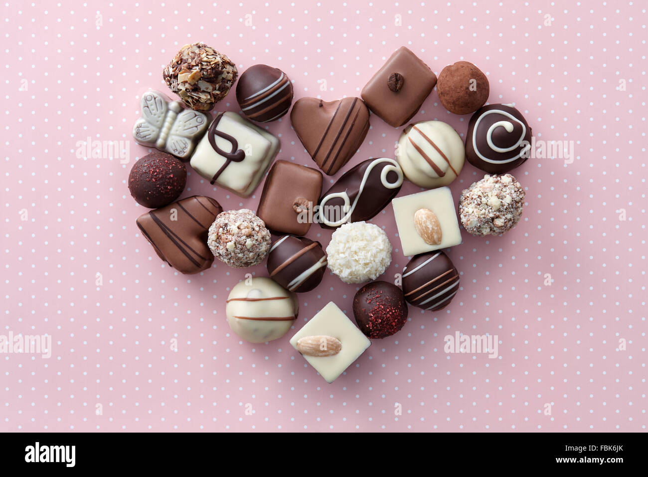 Cioccolatini cuore Foto Stock