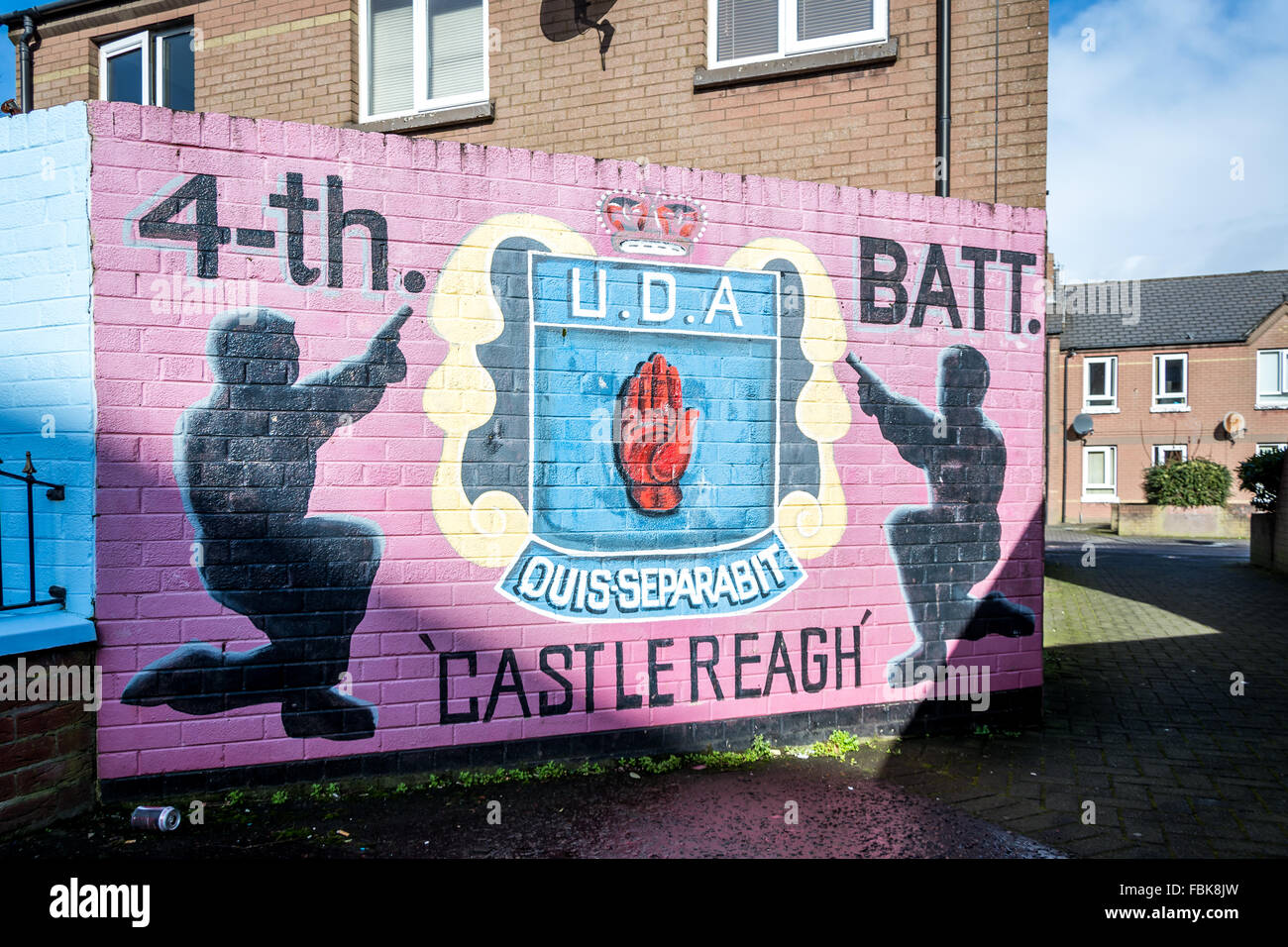 Ulster Defence Association UDA 4° Battaglione Batt murale in East Belfast Foto Stock