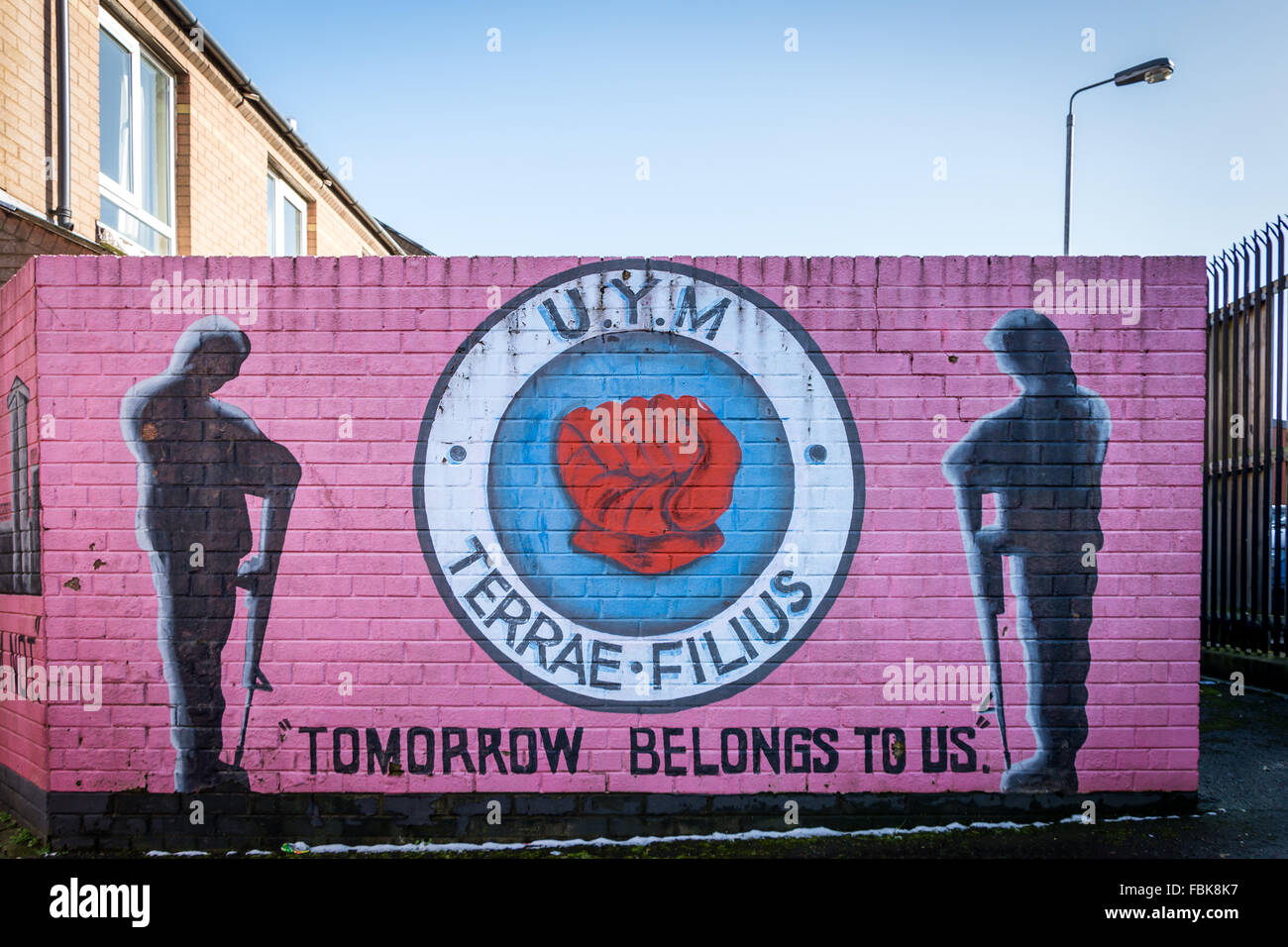 Ulster giovani militanti murale in East Belfast Foto Stock