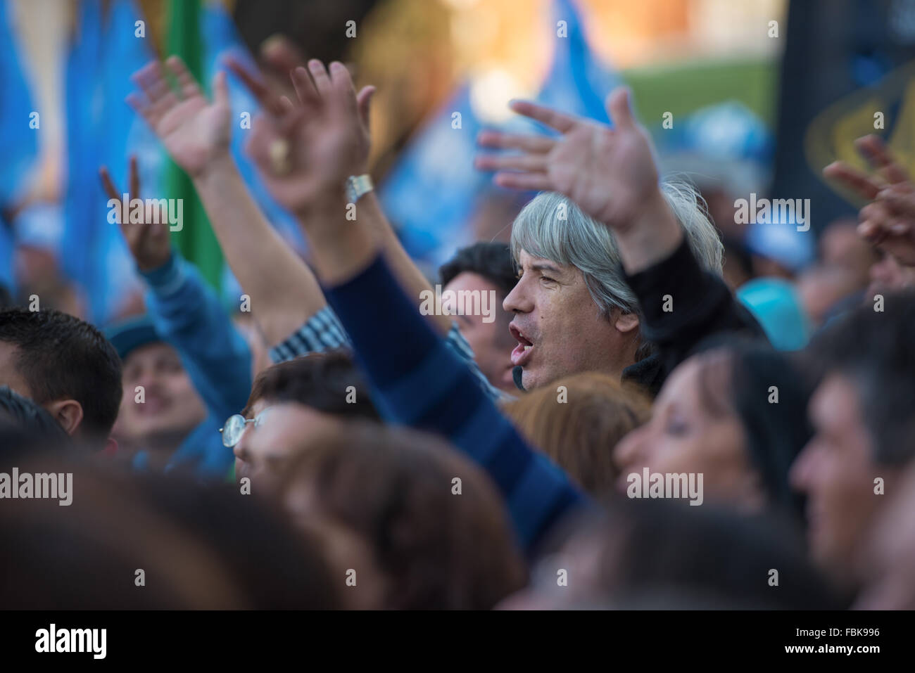 Rally durante la cerimonia di inaugurazione del monumento in onore argentino ex presidente Juan Domingo Peron. Foto Stock