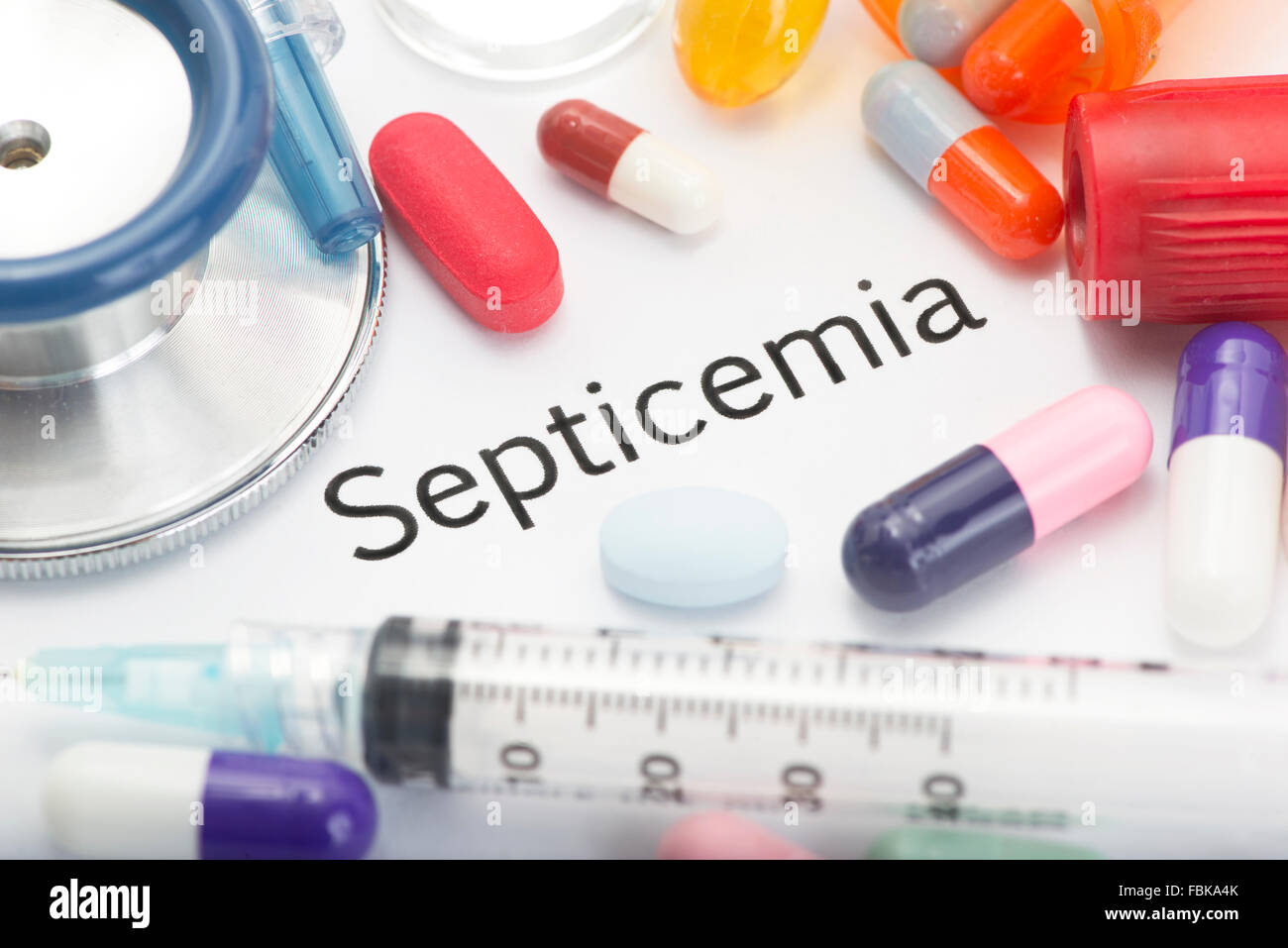 La setticemia concetto foto con forniture mediche. Foto Stock