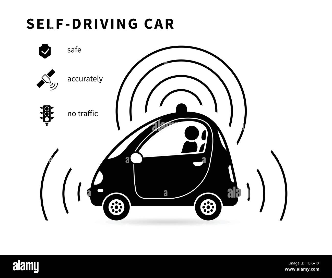 Auto-auto pilotaggio icona nera Illustrazione Vettoriale