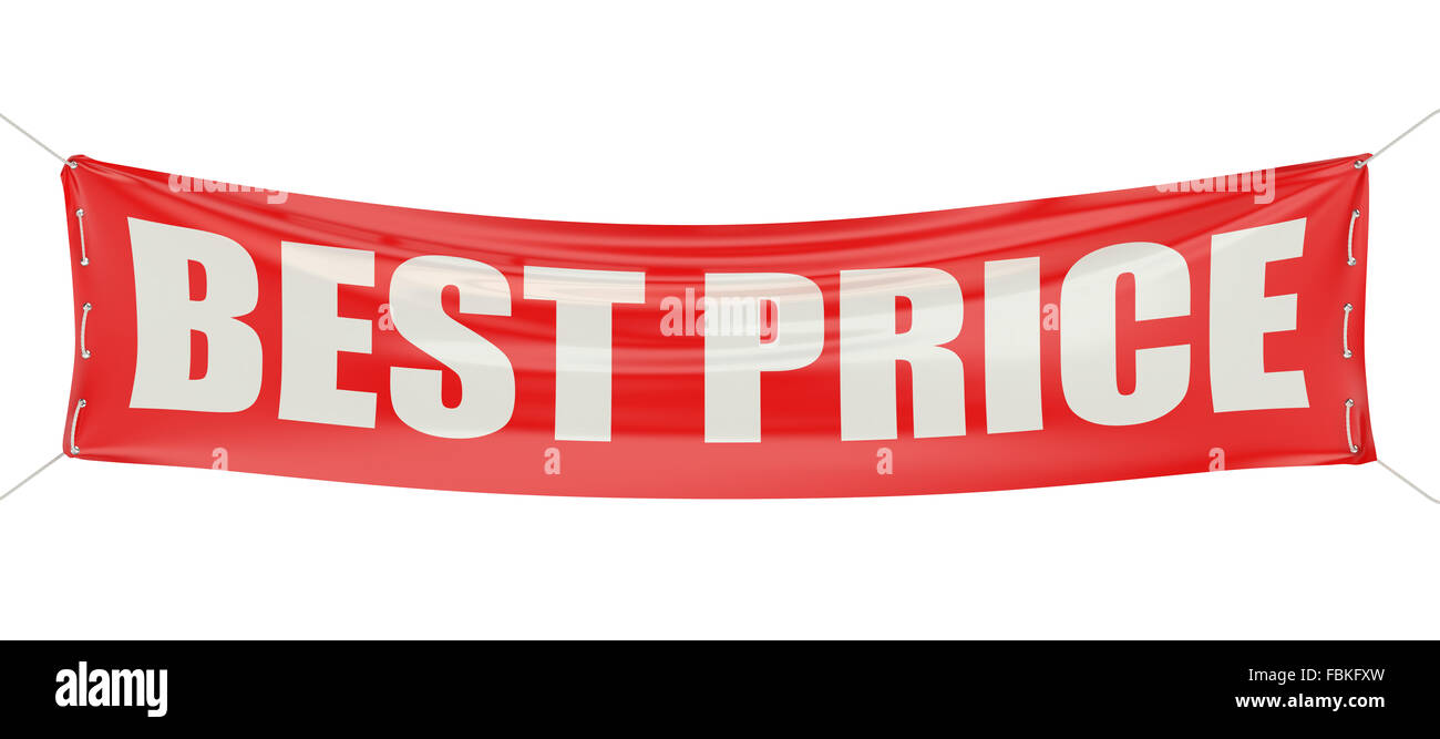 Miglior prezzo concetto sul banner rosso Foto Stock