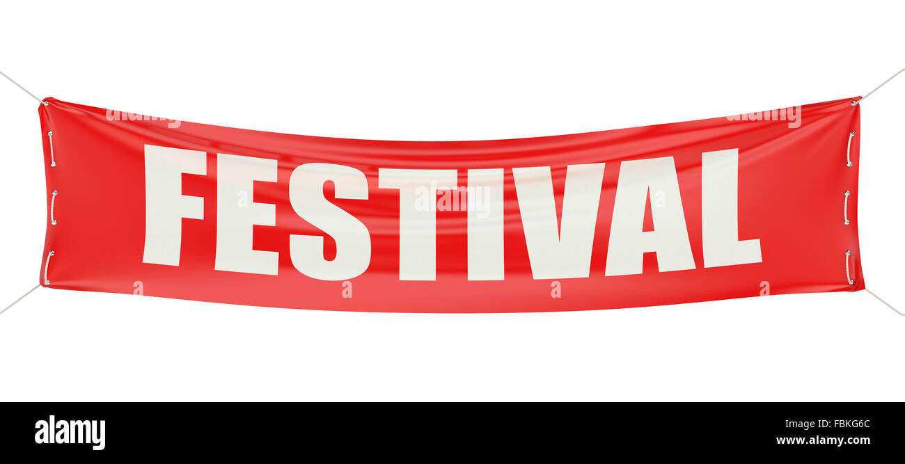 Il concetto del festival sul banner rosso Foto Stock