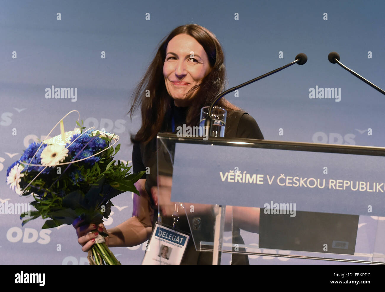 Ostrava, Repubblica Ceca. 16 gennaio, 2016. Uomo politico di Praga Alexandra Udzenija sostituito MEP Jan ZAHRADIL nel post del primo vice capo dell'Opposizione di destra civico partito democratico (ODS), il congresso ODS ha oggi deciso di Ostrava, Repubblica Ceca, Gennaio 16, 2016 . Udzenija, 40, è nato a Belgrado. Sua madre è il ceco, suo padre è il serbo e suo marito è croata. © Jaroslav Ozana/CTK foto/Alamy Live News Foto Stock