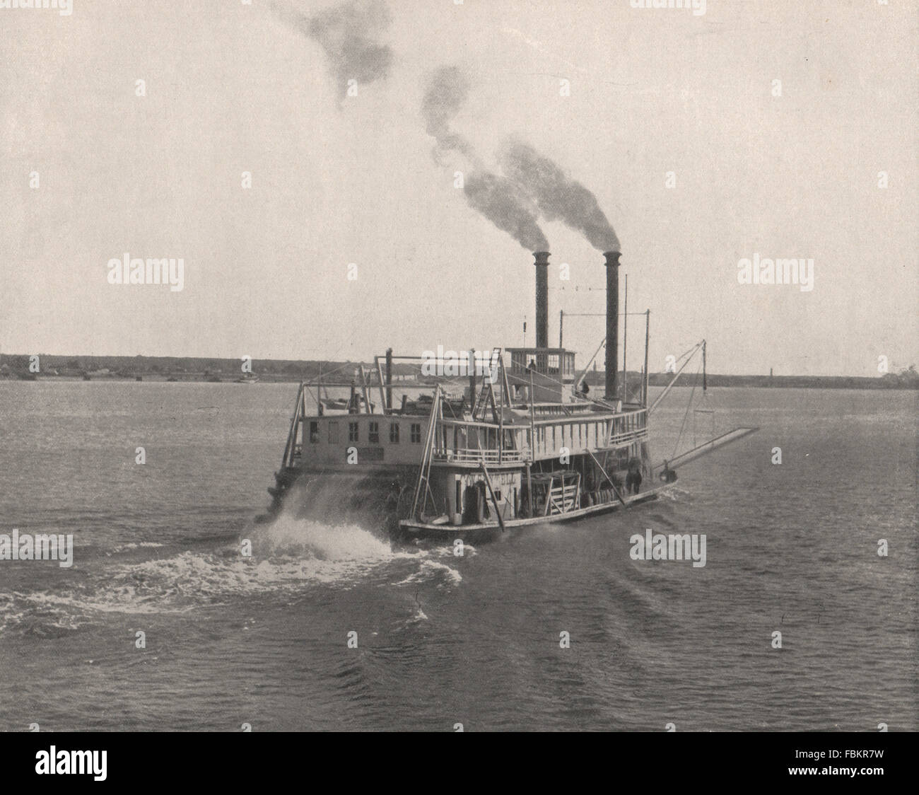 Battello a vapore sul Mississippi Fiume Mississippi. Battello a vapore, stampa 1895 Foto Stock