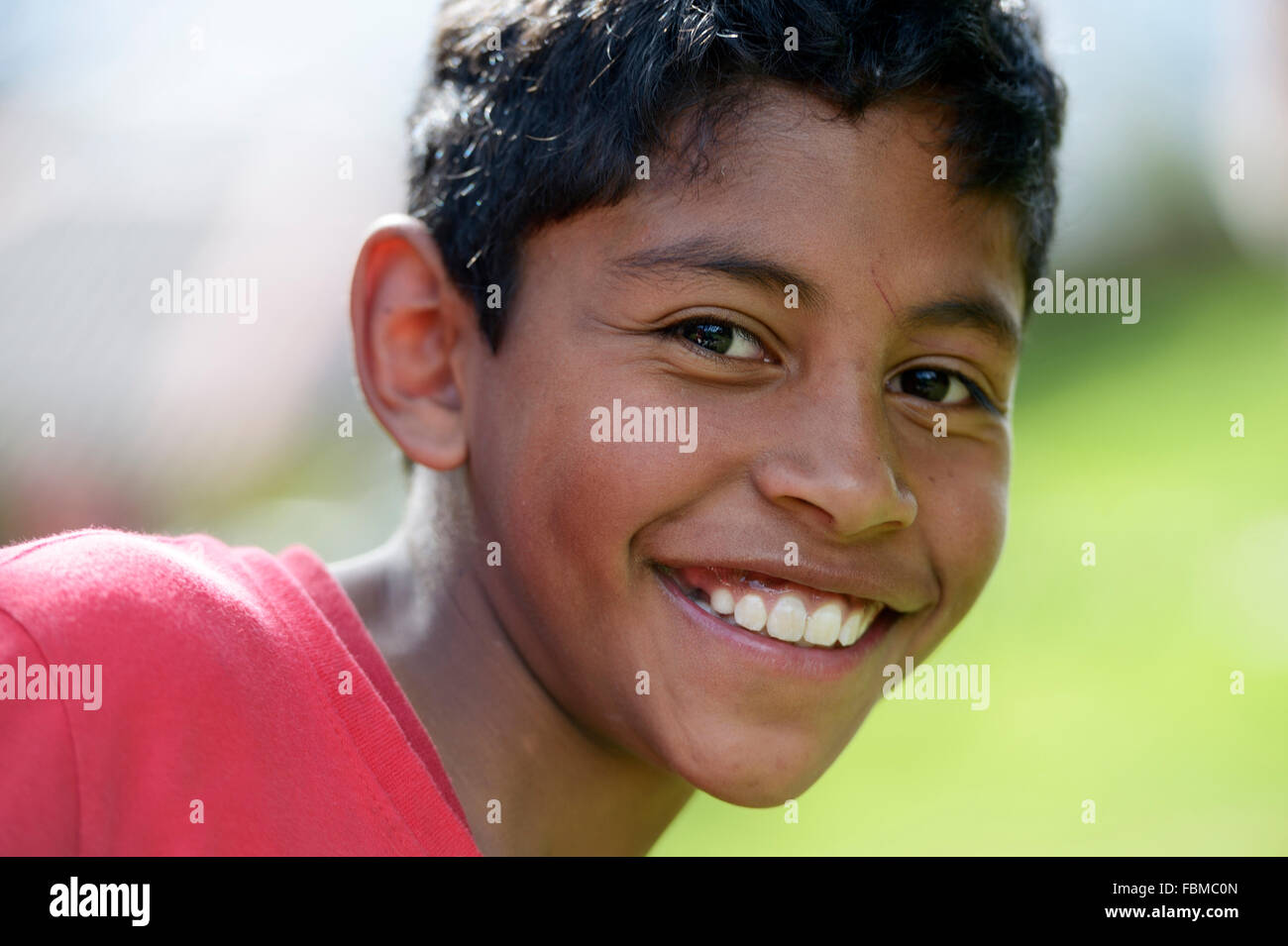 Il ragazzo, 10 anni, ritratto, Bogotà, Colombia Foto Stock