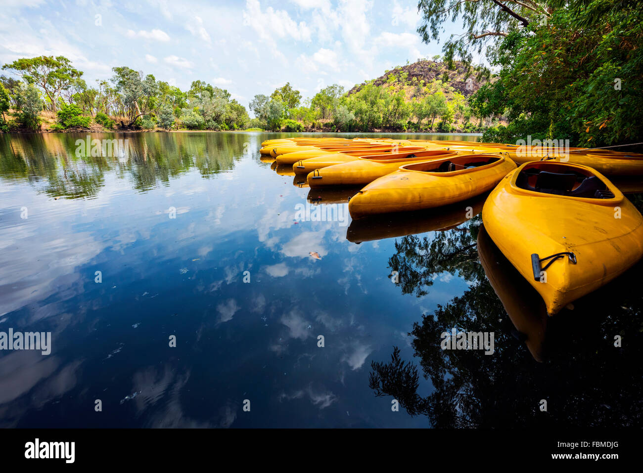 Kayak in una riga a Nitmiluk gorge, Territorio del Nord, l'Australia Foto Stock