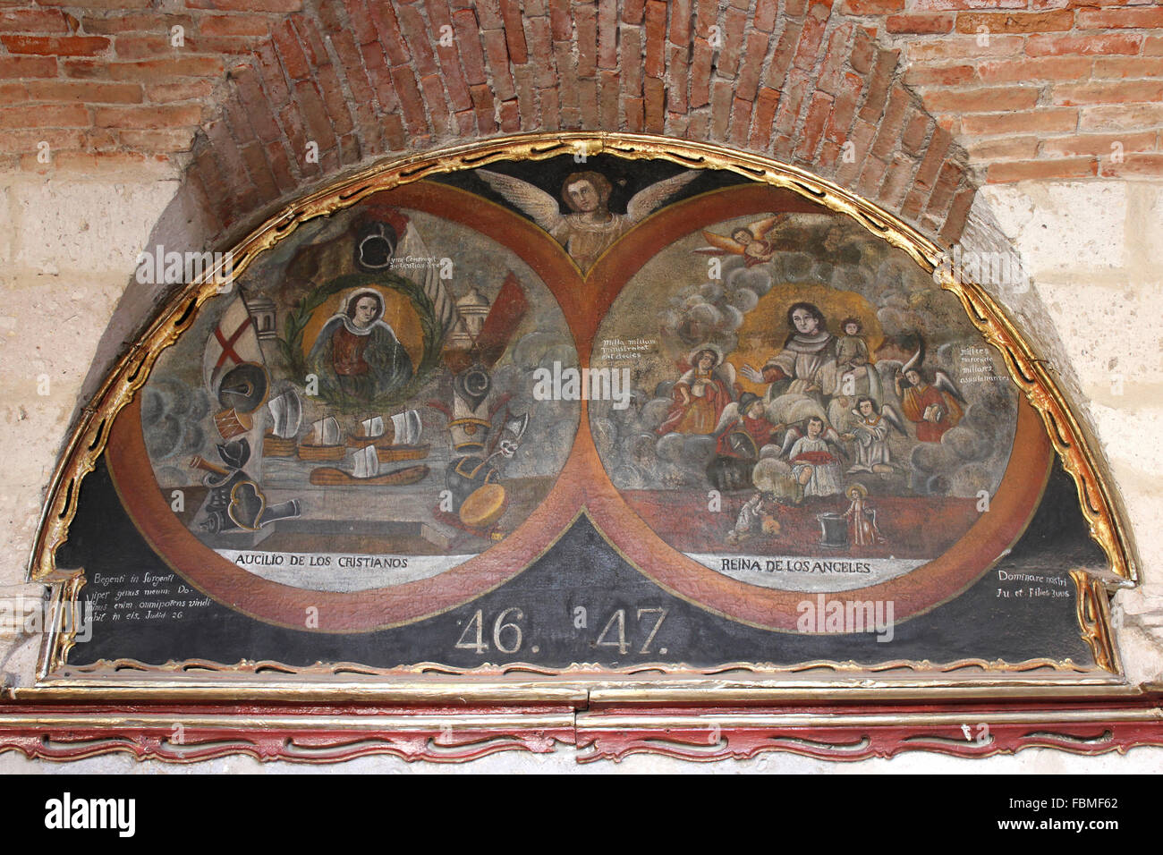 Arte ecclesiastica a Santa Catalina convento in Arequipa, Perù Foto Stock
