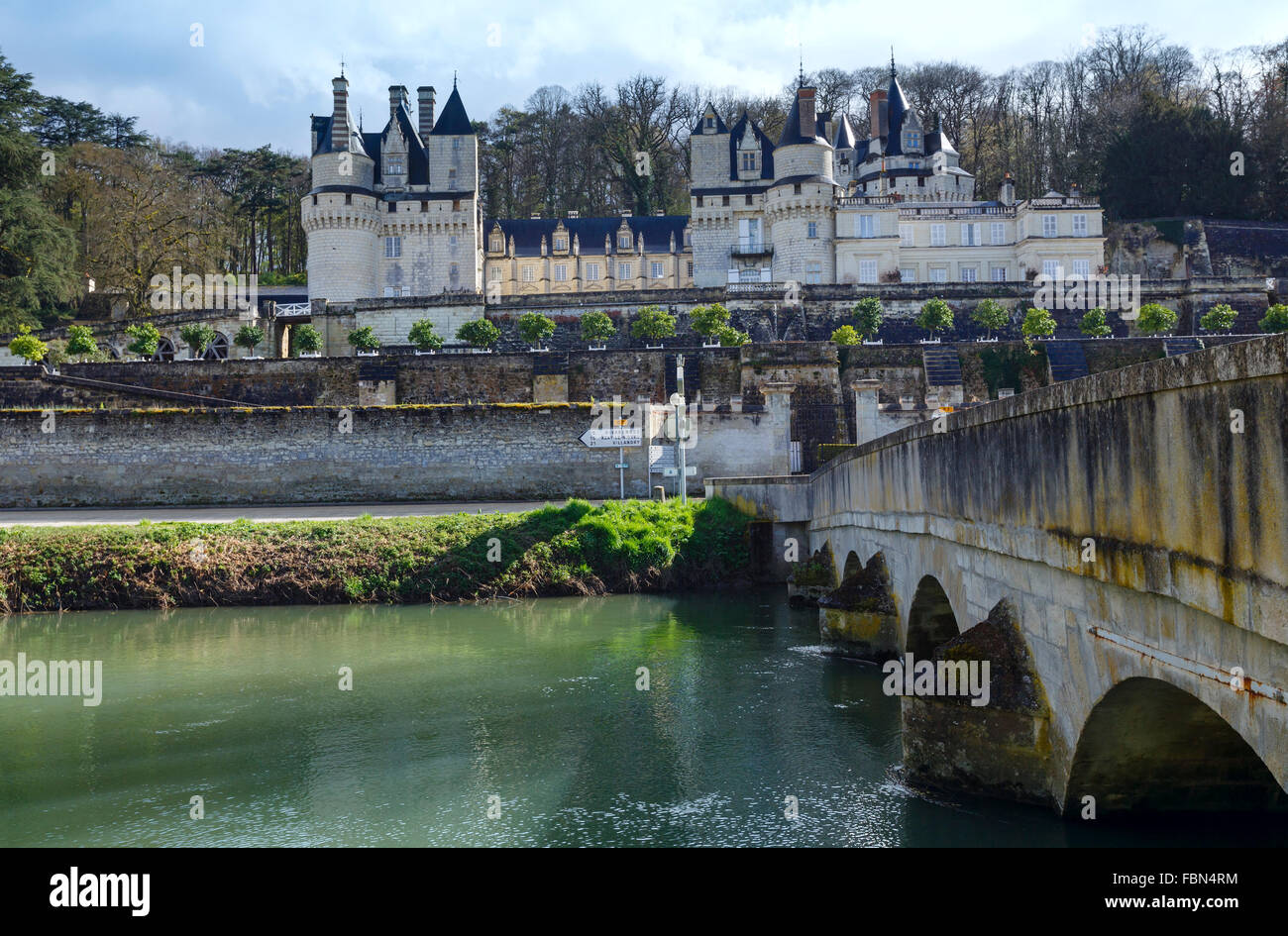 Il Chateau de Usse sul fiume Indre, Francia. Ricostruzione in 1440s. Foto Stock