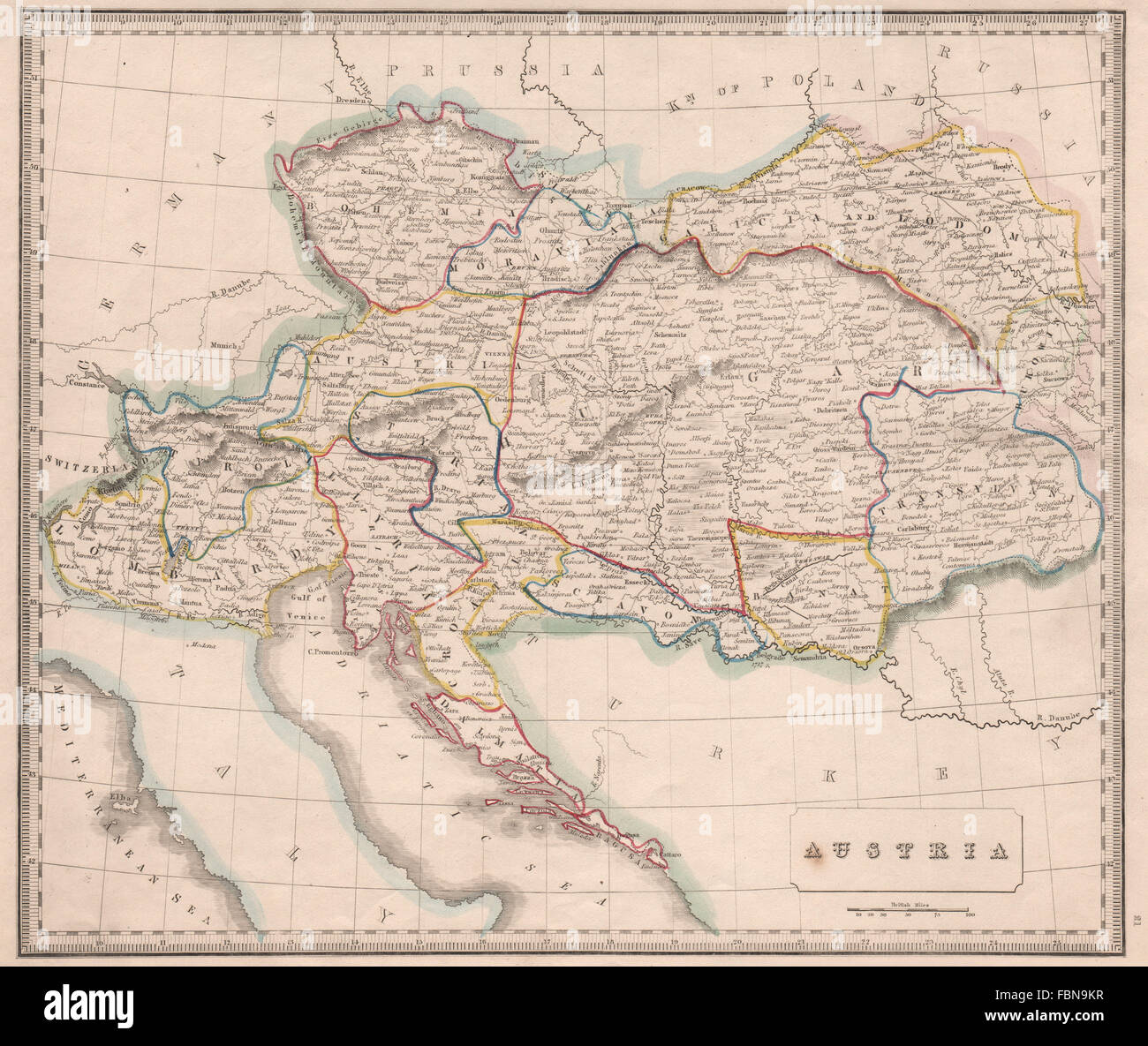 AUSTRIA. Province. Ungheria Lombardia Bukowina Banat Dalmazia. JOHNSON, 1850 Mappa Foto Stock