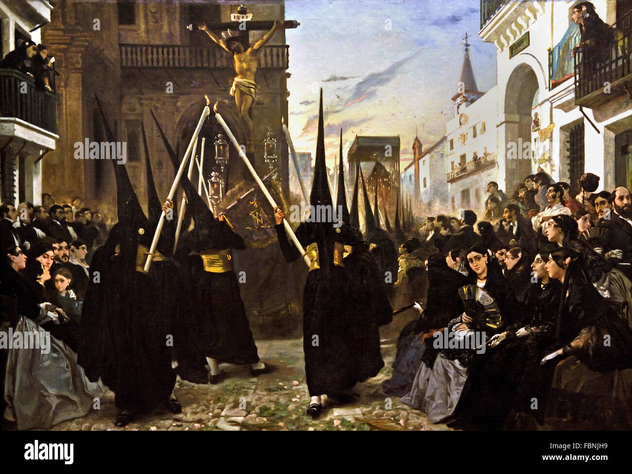 Una confraternita in processione lungo Calle Génova 1851 Alfred Dehodencq Andalusia Spagna spagnolo Foto Stock
