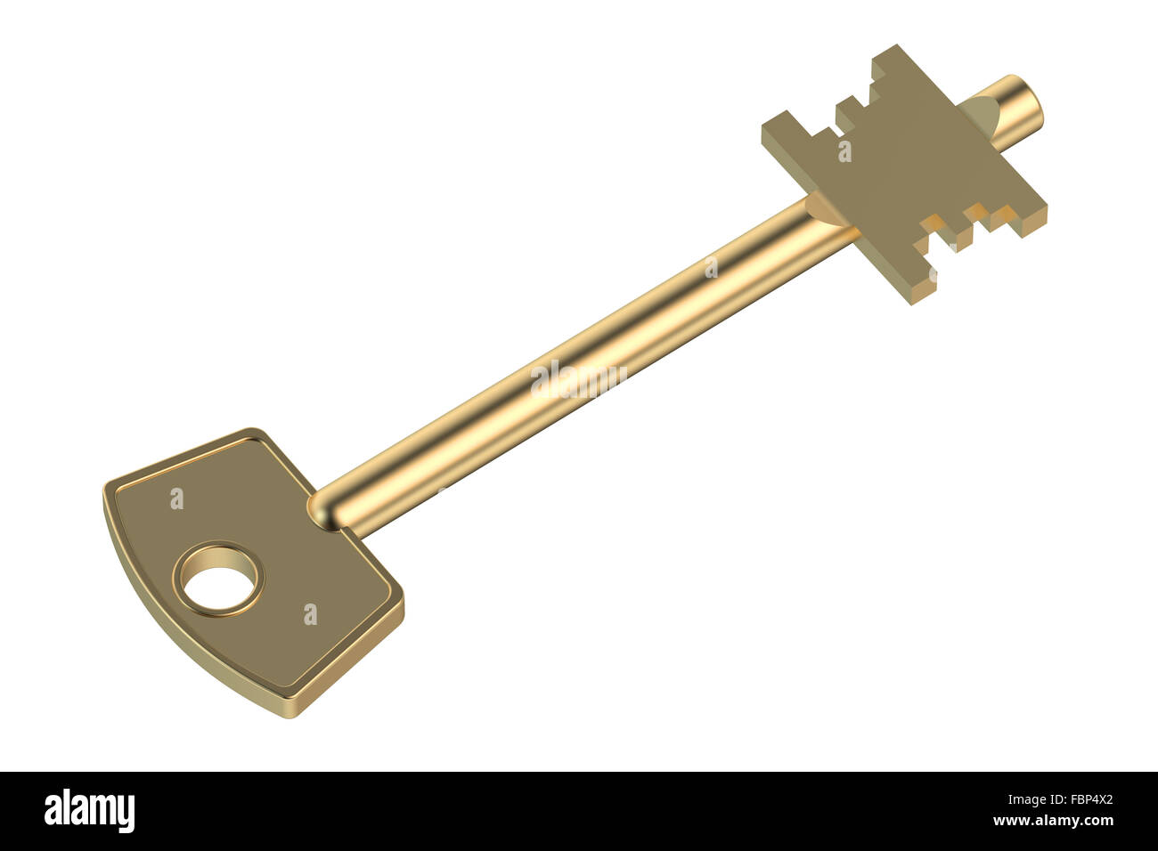 Golden key isolati su sfondo bianco Foto Stock