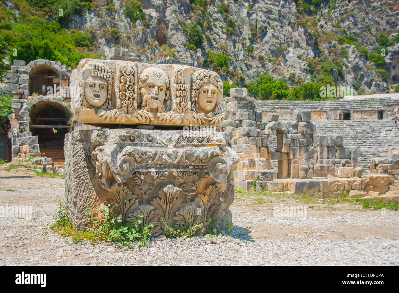Rilievi in Myra antica città della Turchia Antalya Foto Stock