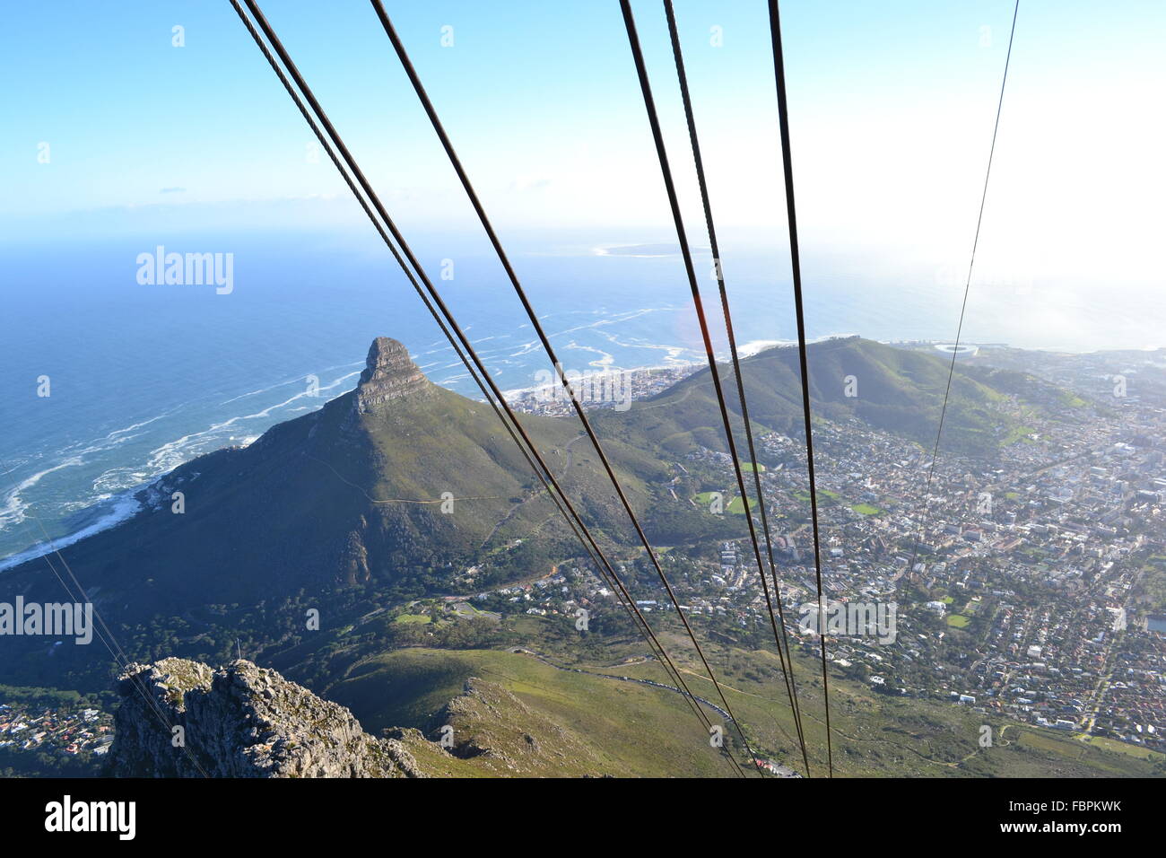 Salita in cabinovia di Table Mountain e affacciato Chapman's Peak, Cape Town, Sud Africa Foto Stock