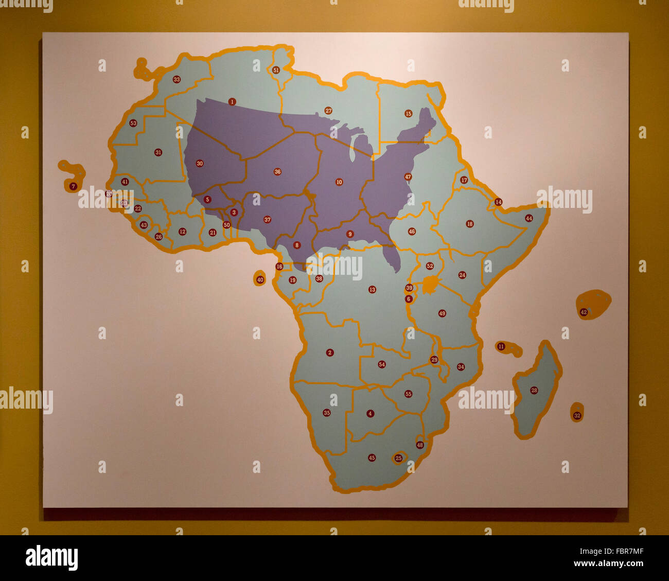 Noi e Africa vero confronto dimensioni mappa Foto Stock