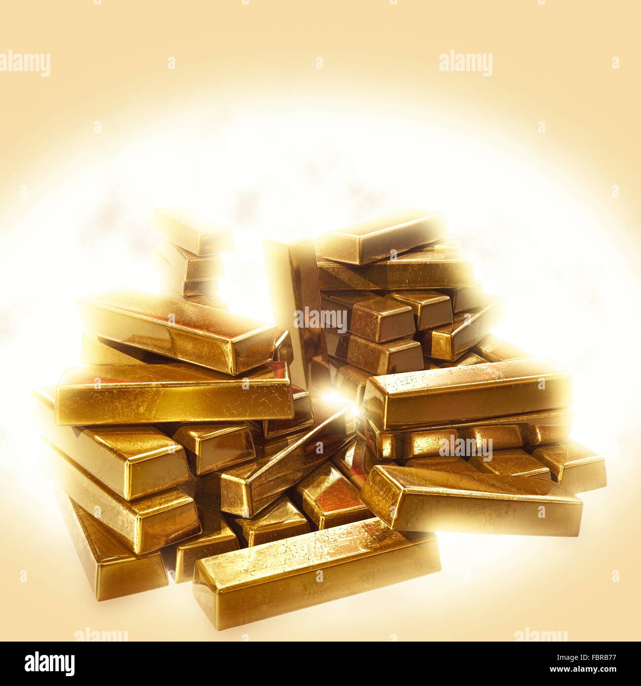 Una pila di shining Gold bullion Foto Stock