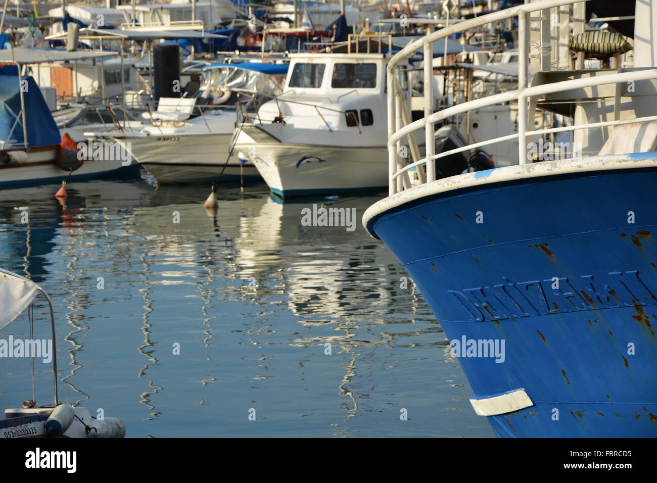 Barche a Jaffa Foto Stock