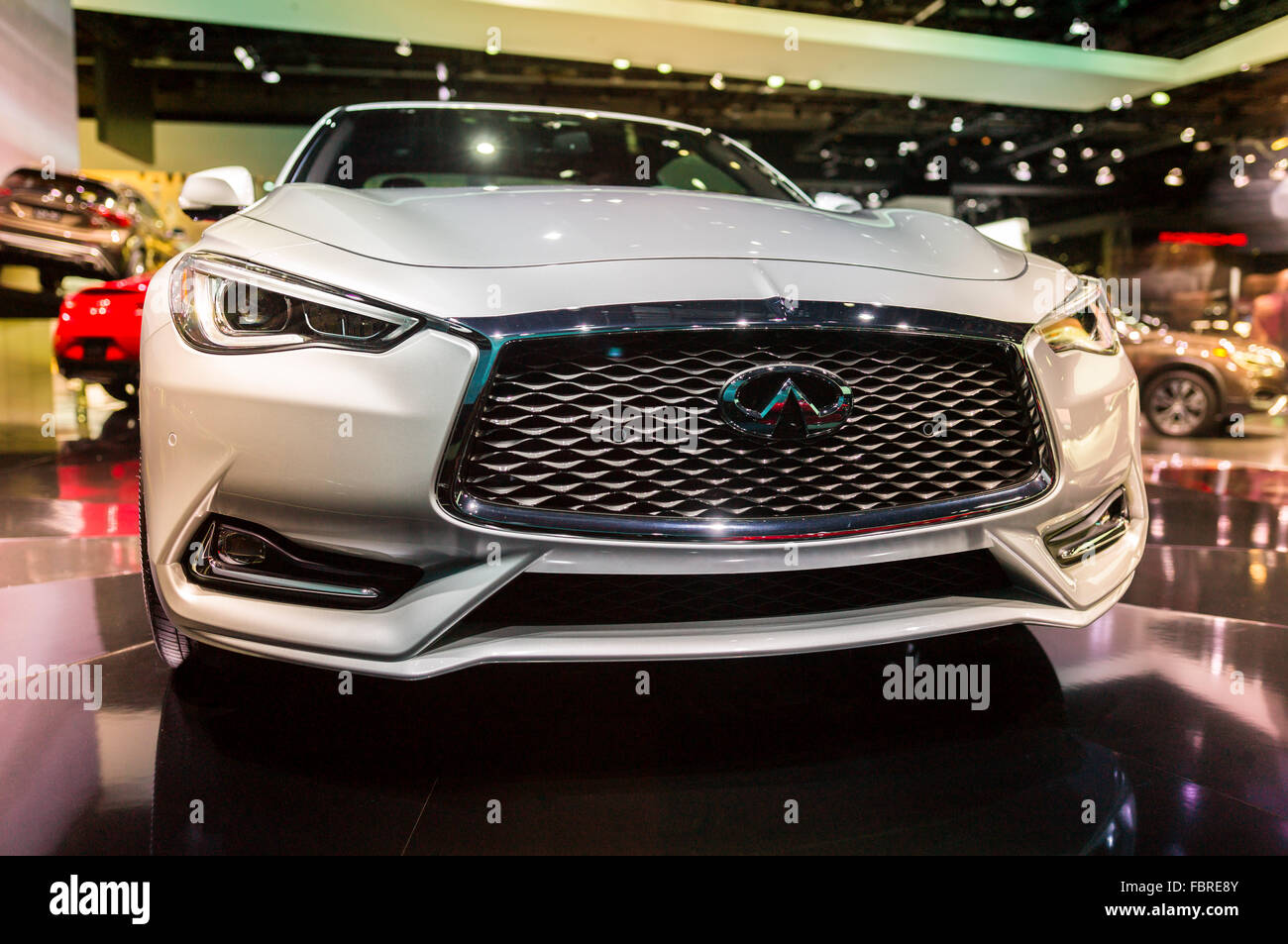 2017 Infiniti Q60 al North American International Auto Show di Detroit 2016. Foto Stock