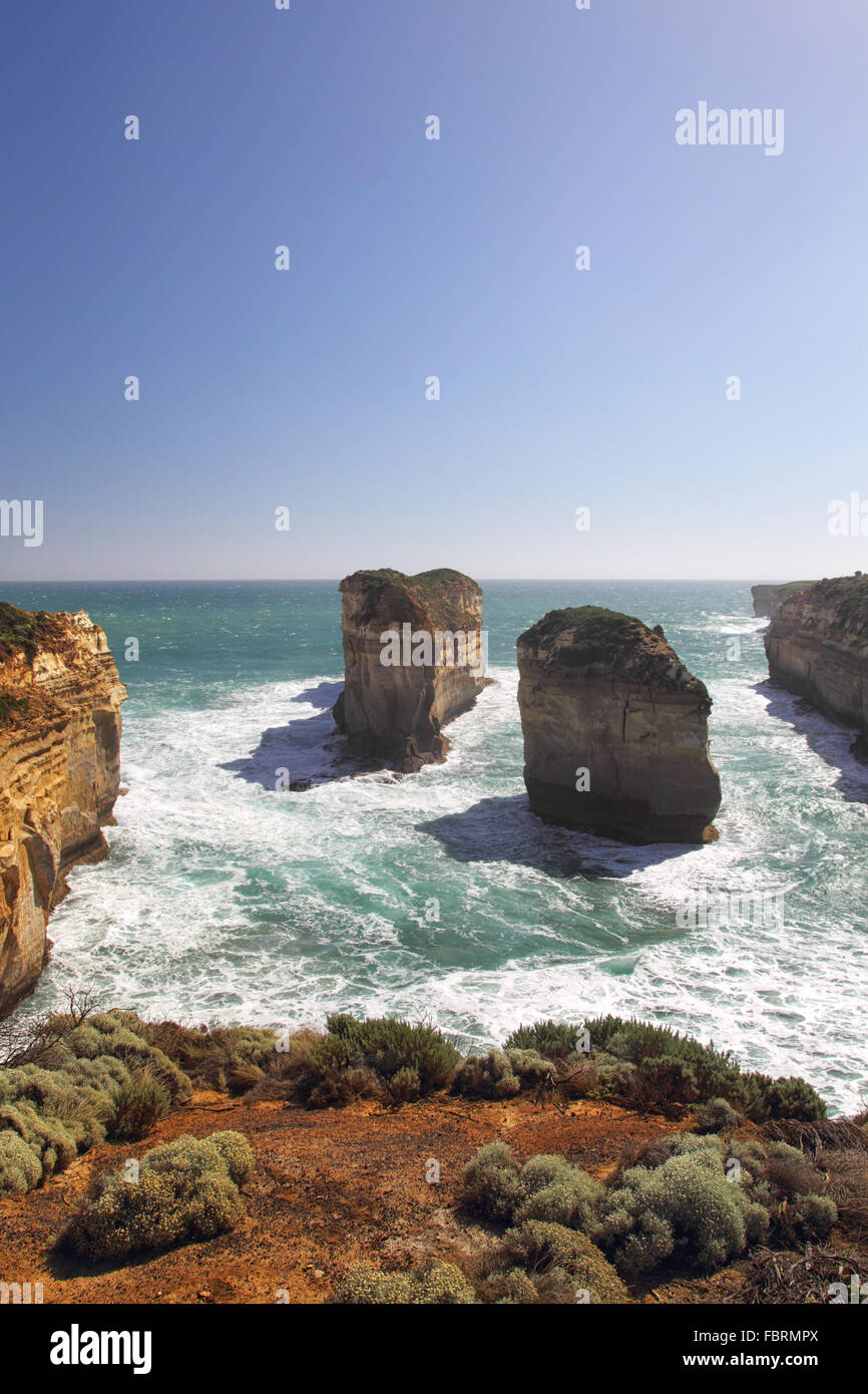 Le formazioni rocciose a Loch Ard Gorge nel Parco Nazionale di Port Campbell presso la Great Ocean Road in Victoria, Australia. Foto Stock