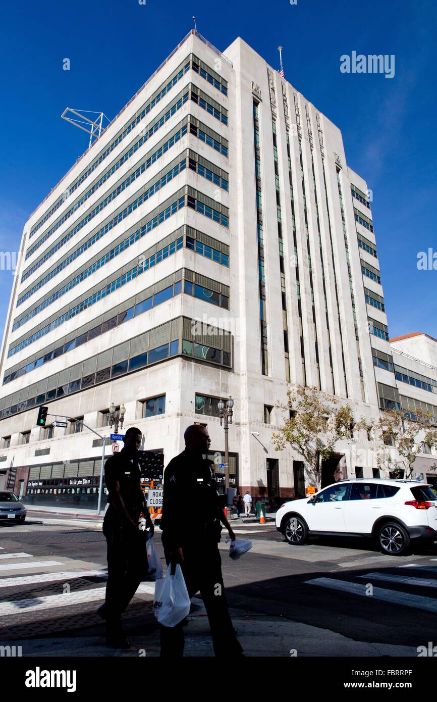 Il Los Angeles Times edificio nel centro di L.A., nel dicembre 2015. Foto Stock