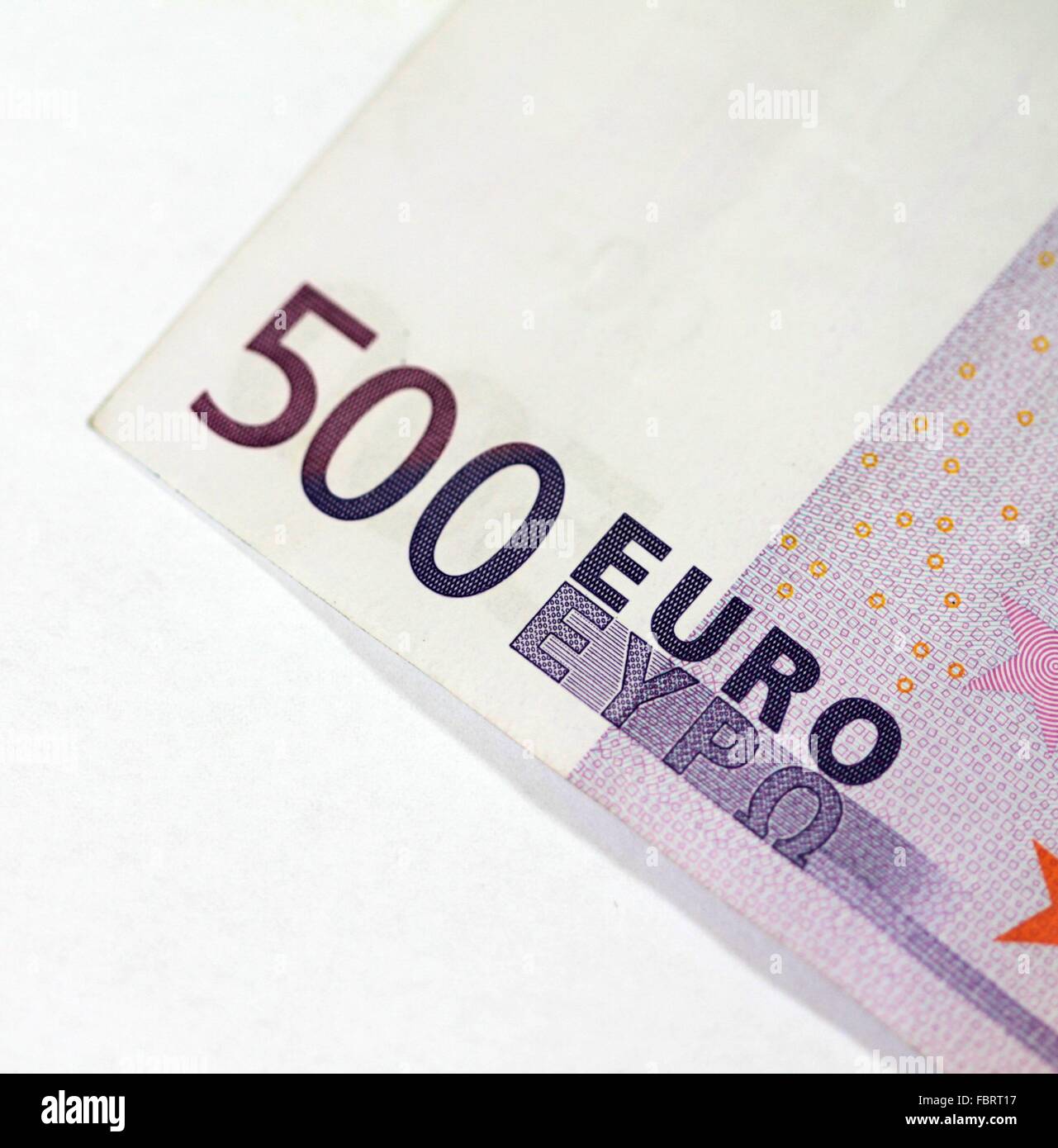 Close up di un 500 EUR banconota 13.01.2016 Foto Stock