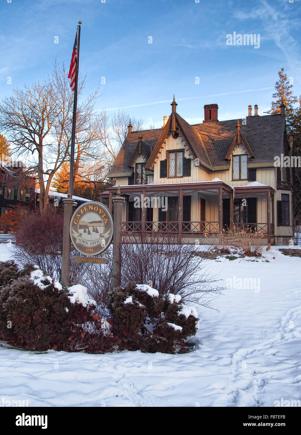 Cazenovia, New York, Stati Uniti d'America. Il 5 gennaio 2016. Cazenovia gli uffici del comune sul giorno di inverno Foto Stock