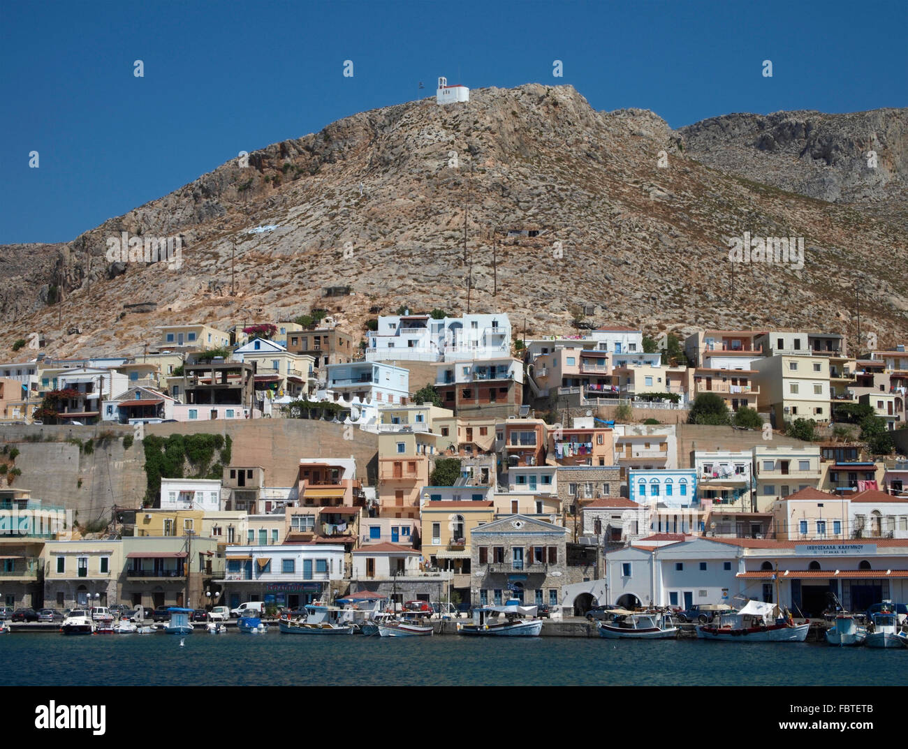 Pothia, città portuale di Kalymnos, Grecia Foto Stock