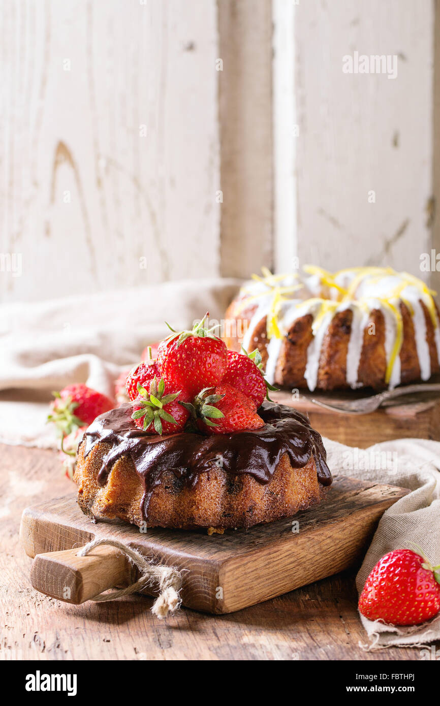 Cioccolato e torte di limone Foto Stock